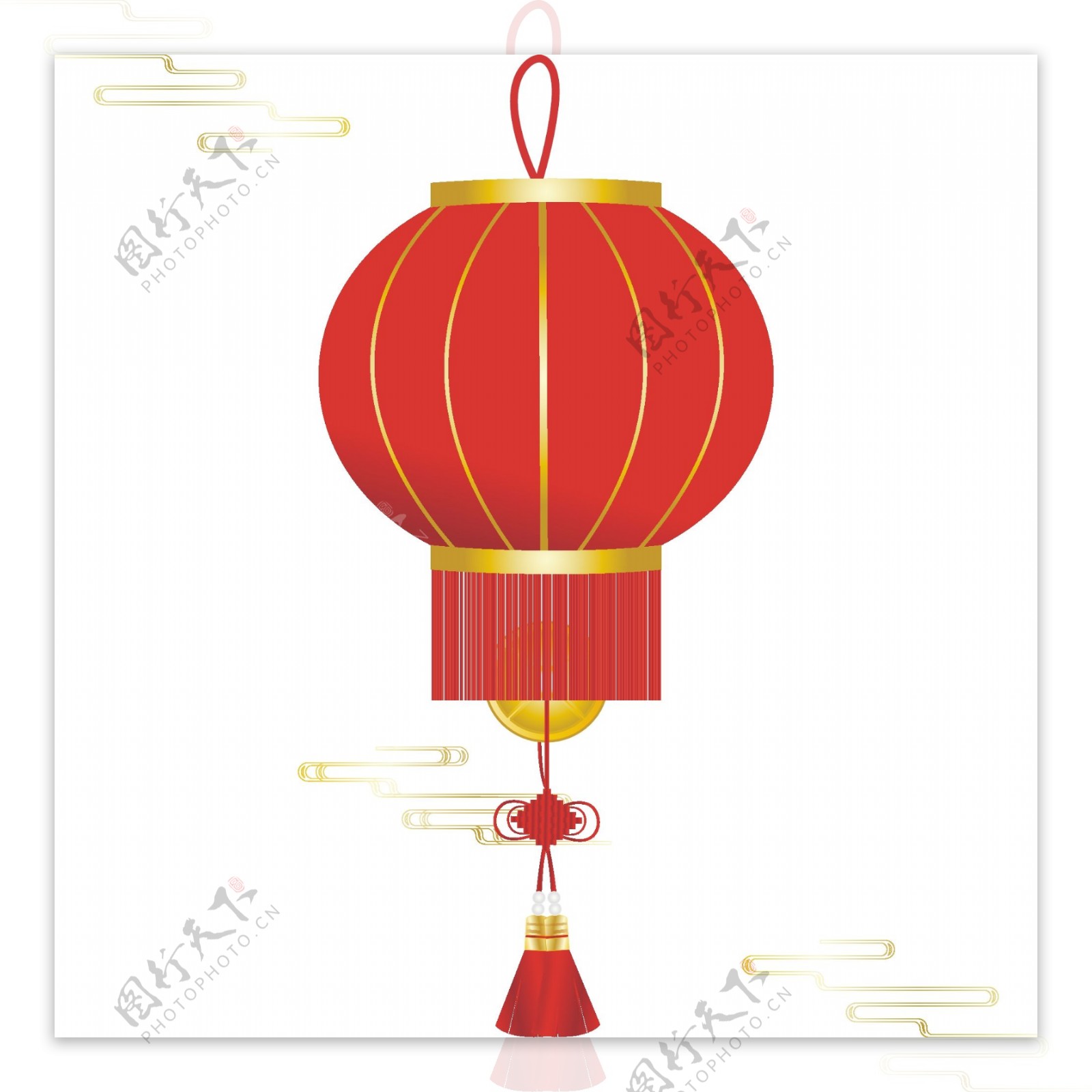 手绘中国风简约喜庆节日灯笼中国结装饰元素