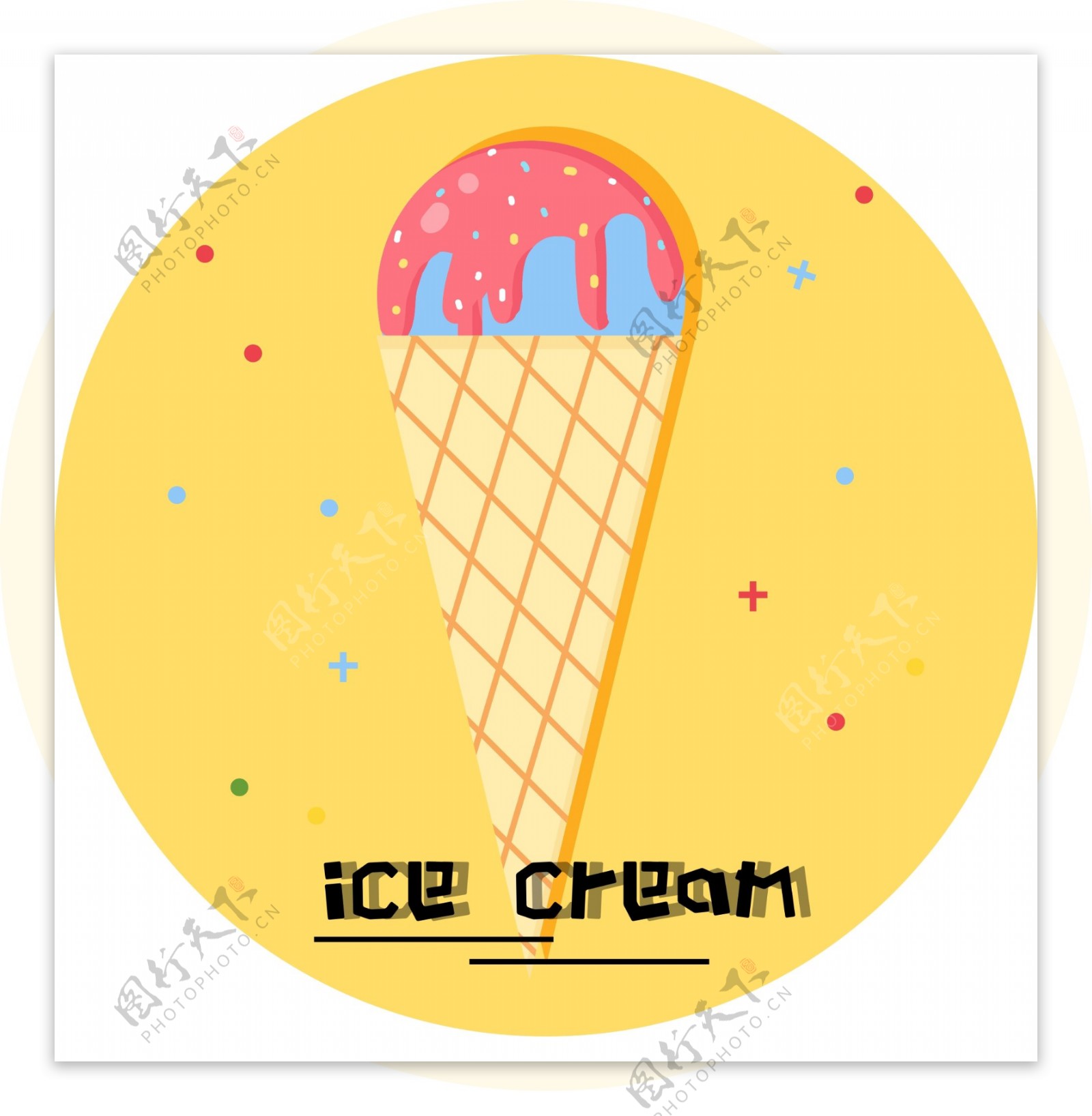 矢量卡通简约食物美食甜品冰淇淋