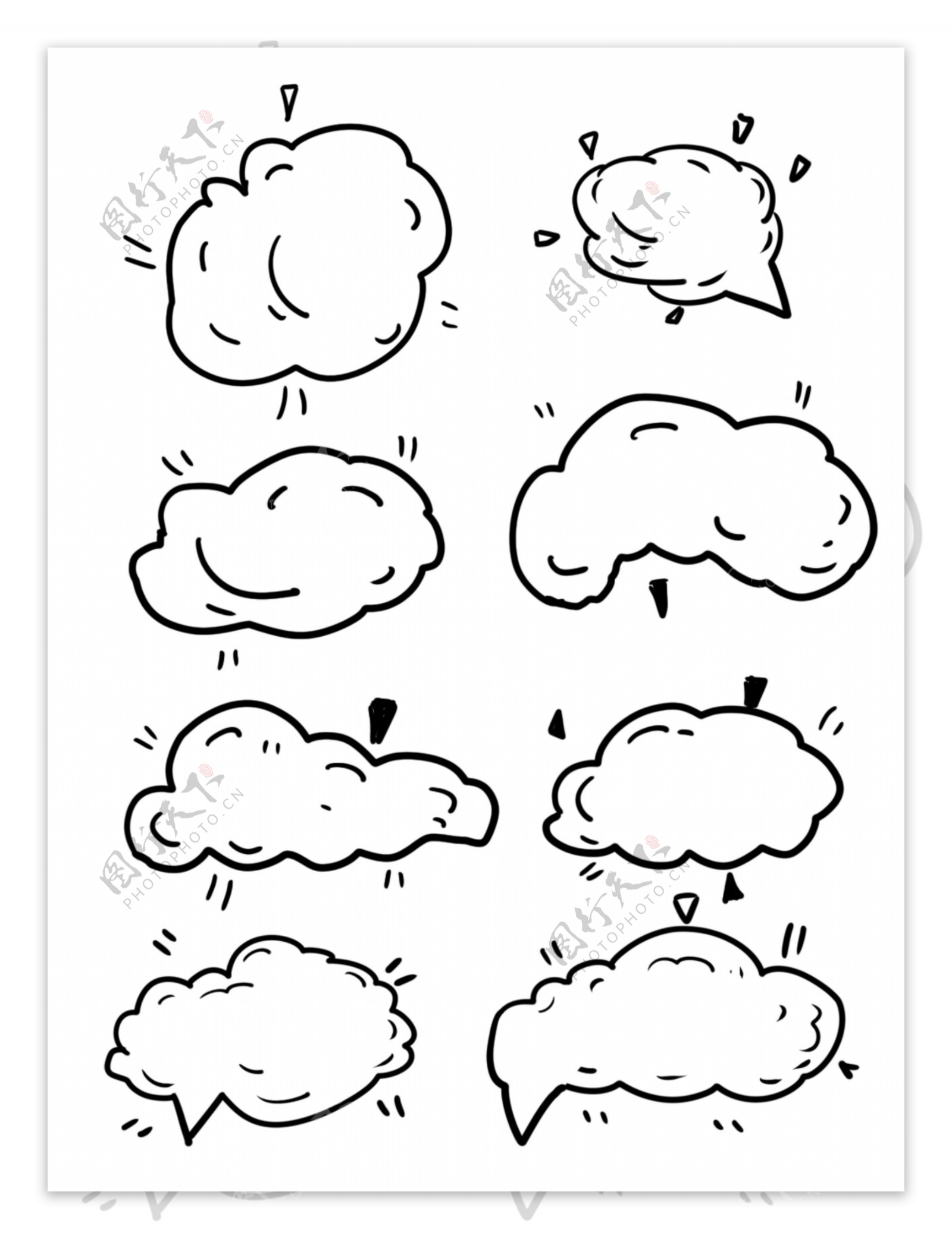 爆炸云对话框会话气泡漫画简笔元素可商用