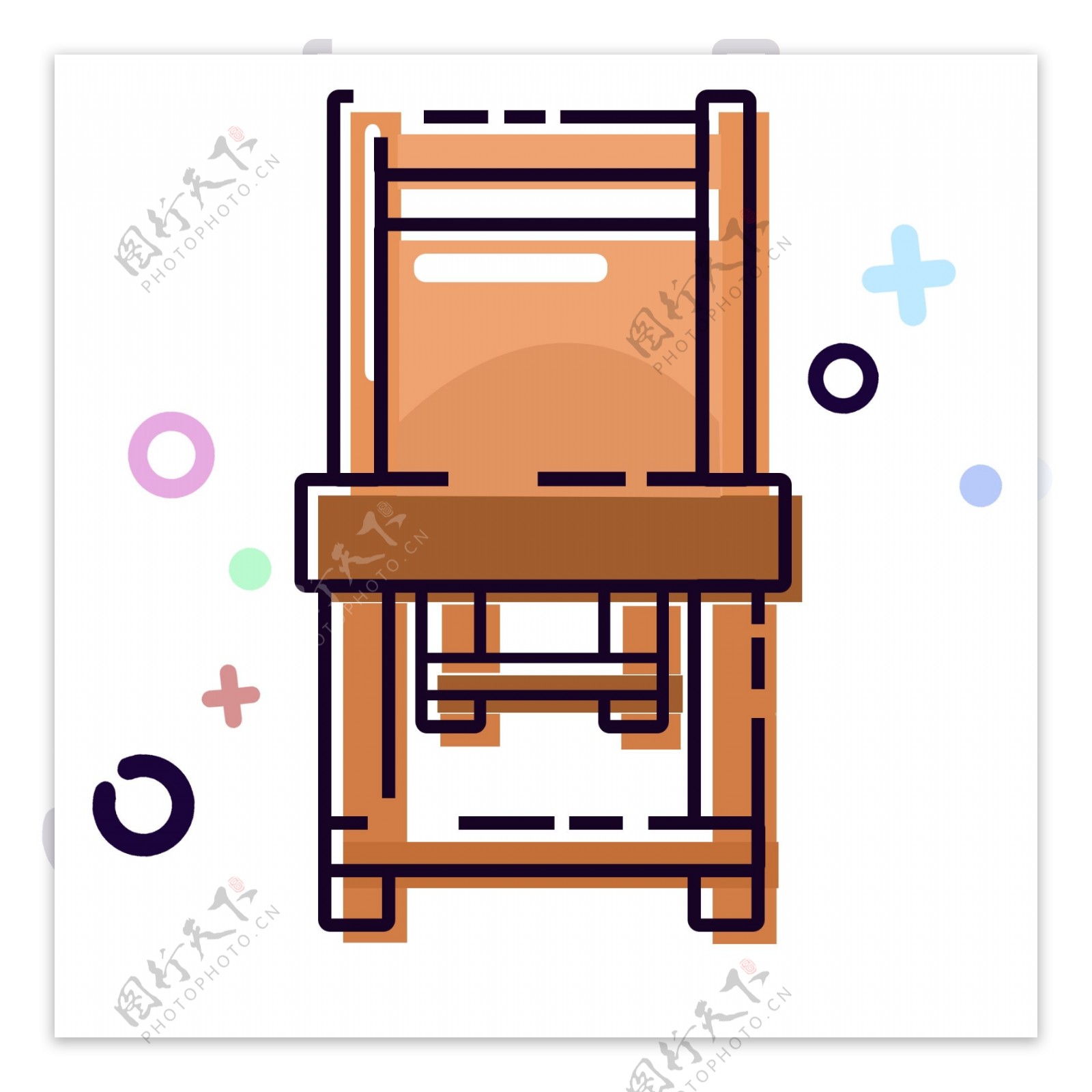MBE风格生活用品木头椅子卡通可爱可商用