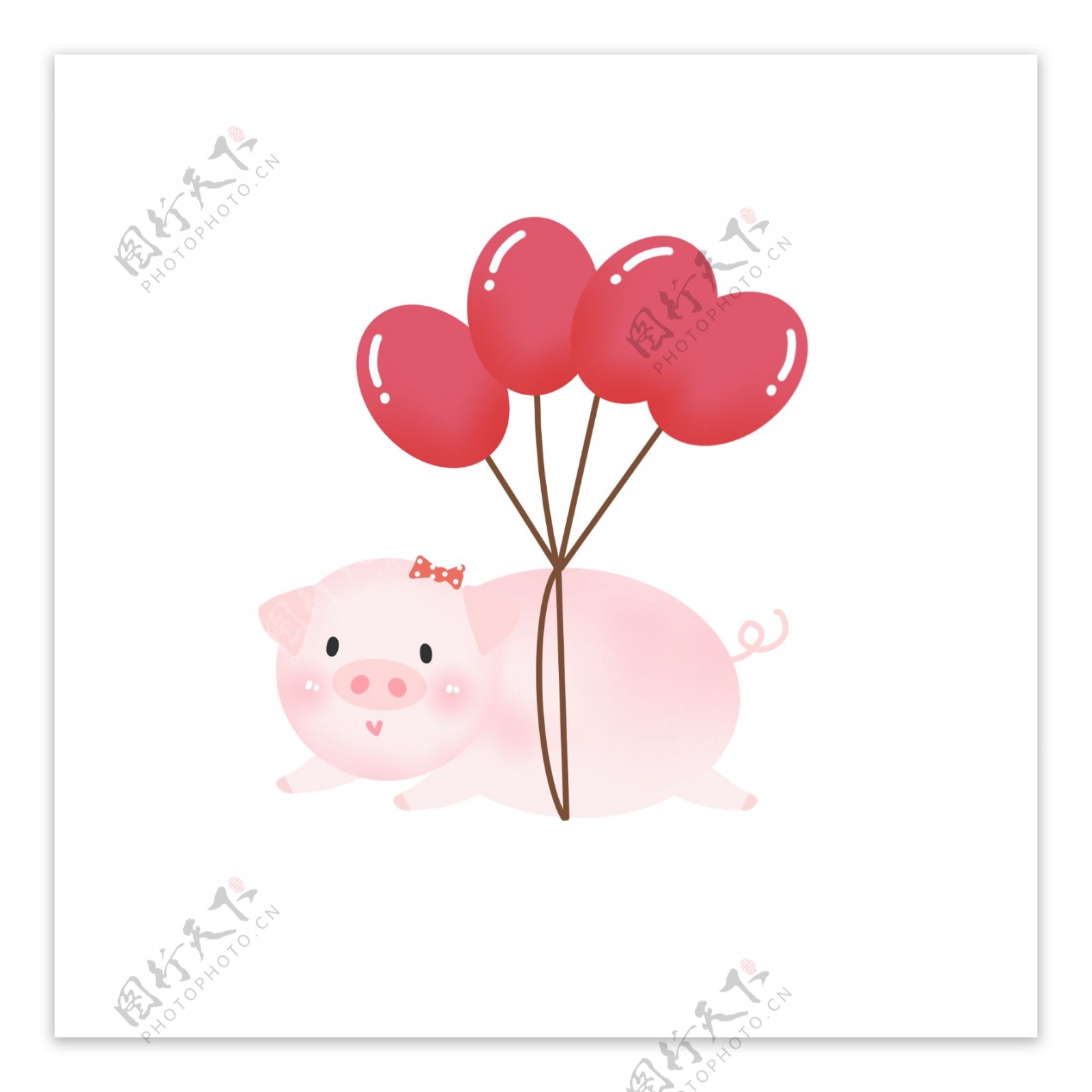 手绘可爱气球猪年猪形象素材元素