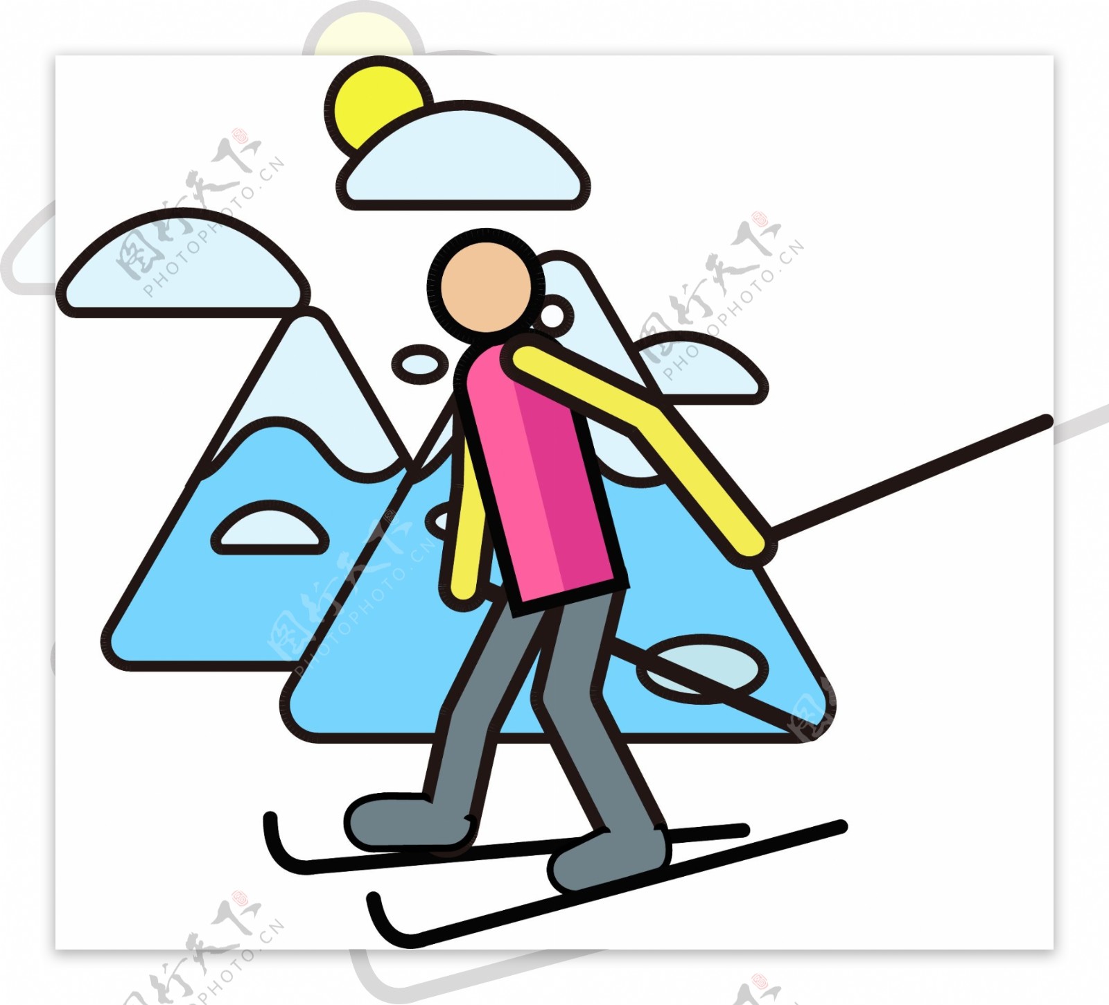 冬季元素冰山滑雪人物5