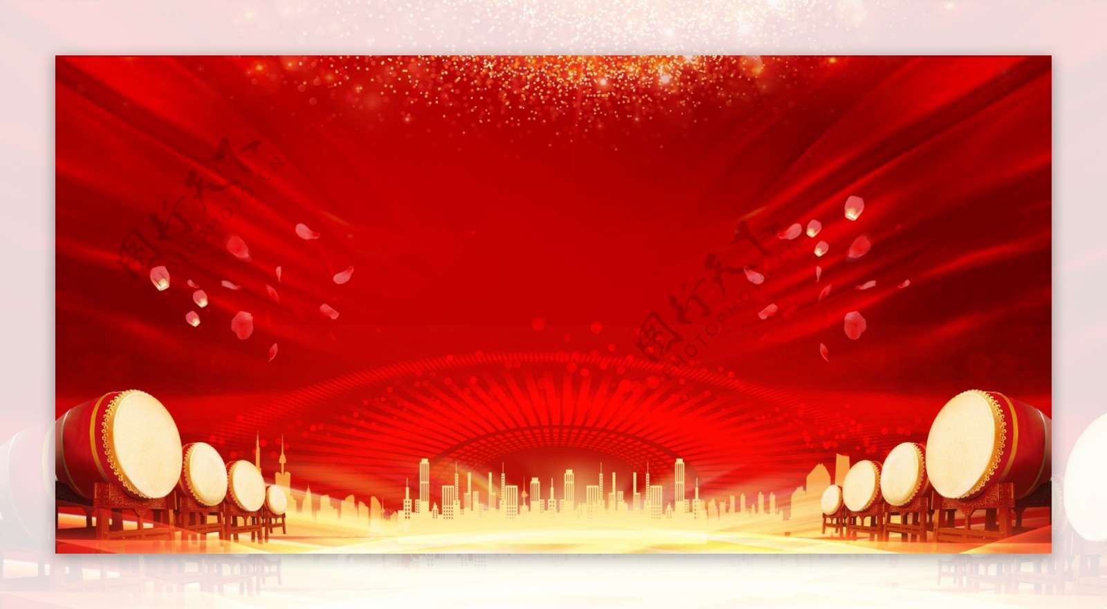 红色喜庆2019新年舞台背景设计