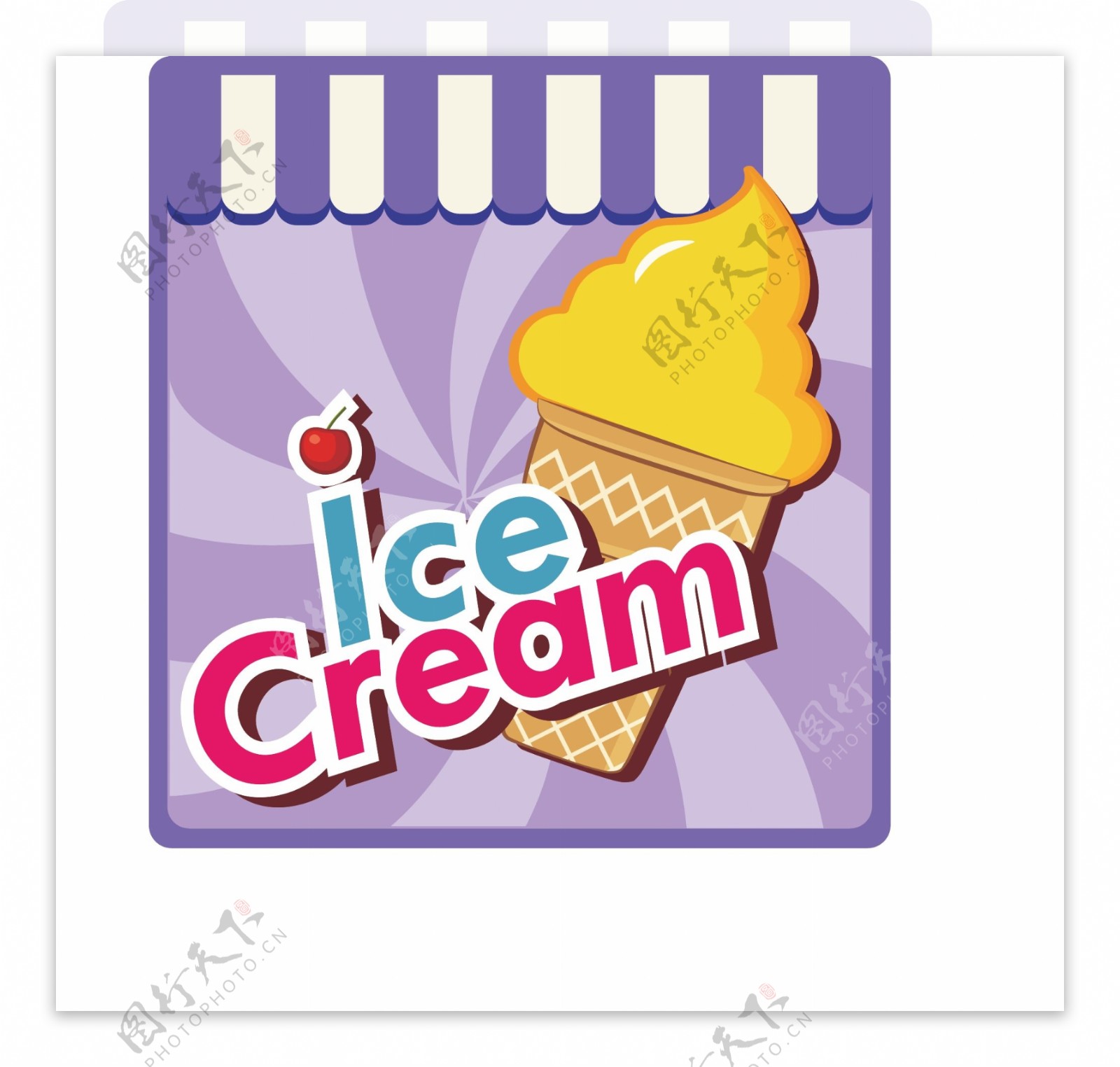彩色冰淇淋标签贴纸图标可商用