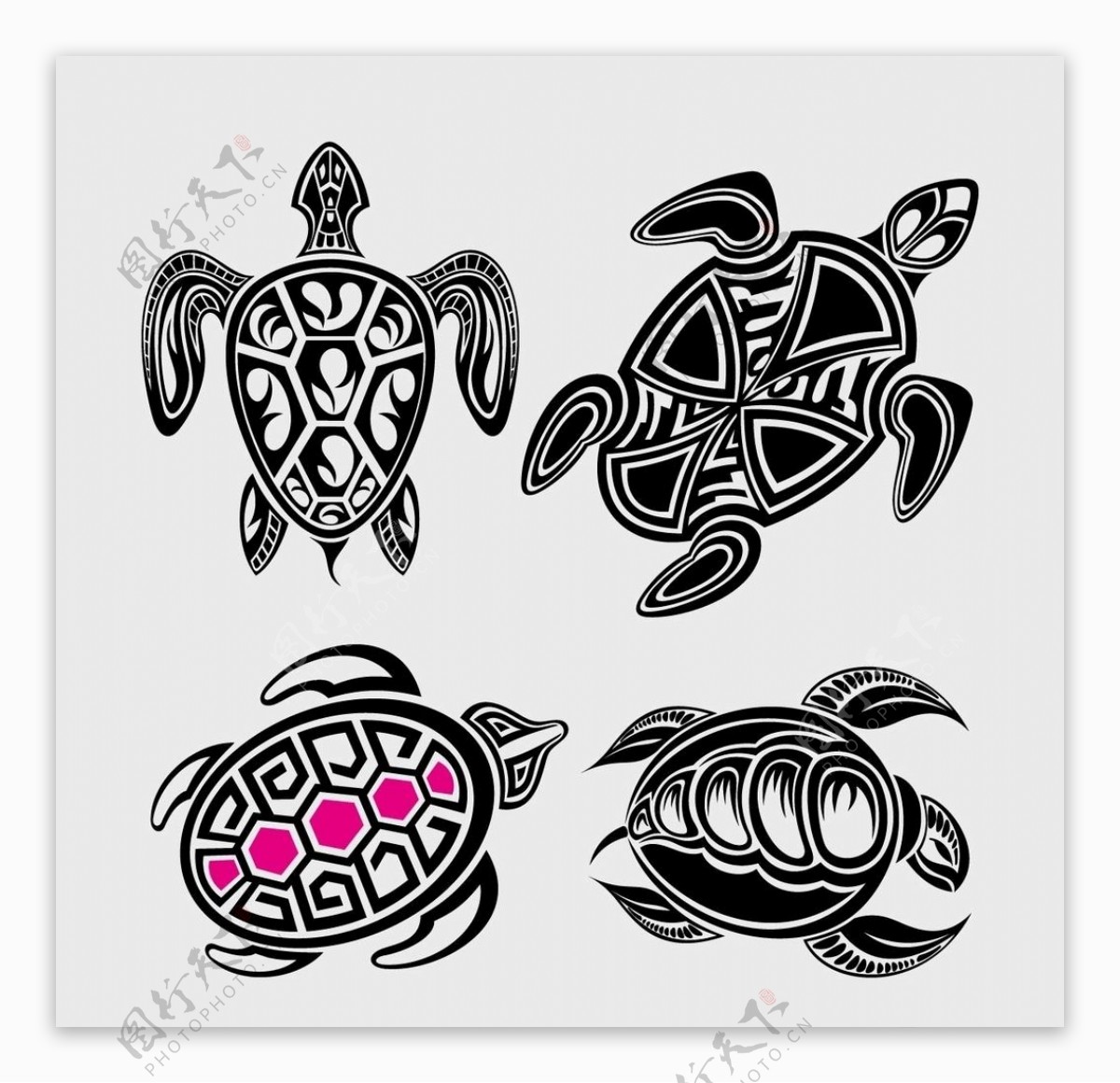 抽象海龟纹身图案