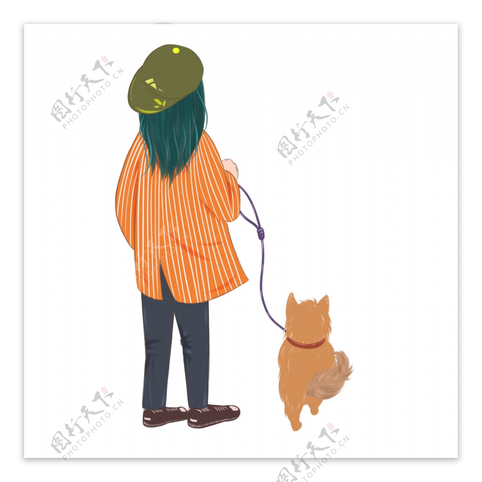 女孩牵着一条大红色毛茸茸的狗.. 一个孩子带着狗在秋天的麦田 9774 散步。风景名胜免费下载_jpg格式_2688像素_编号42296851-千图网