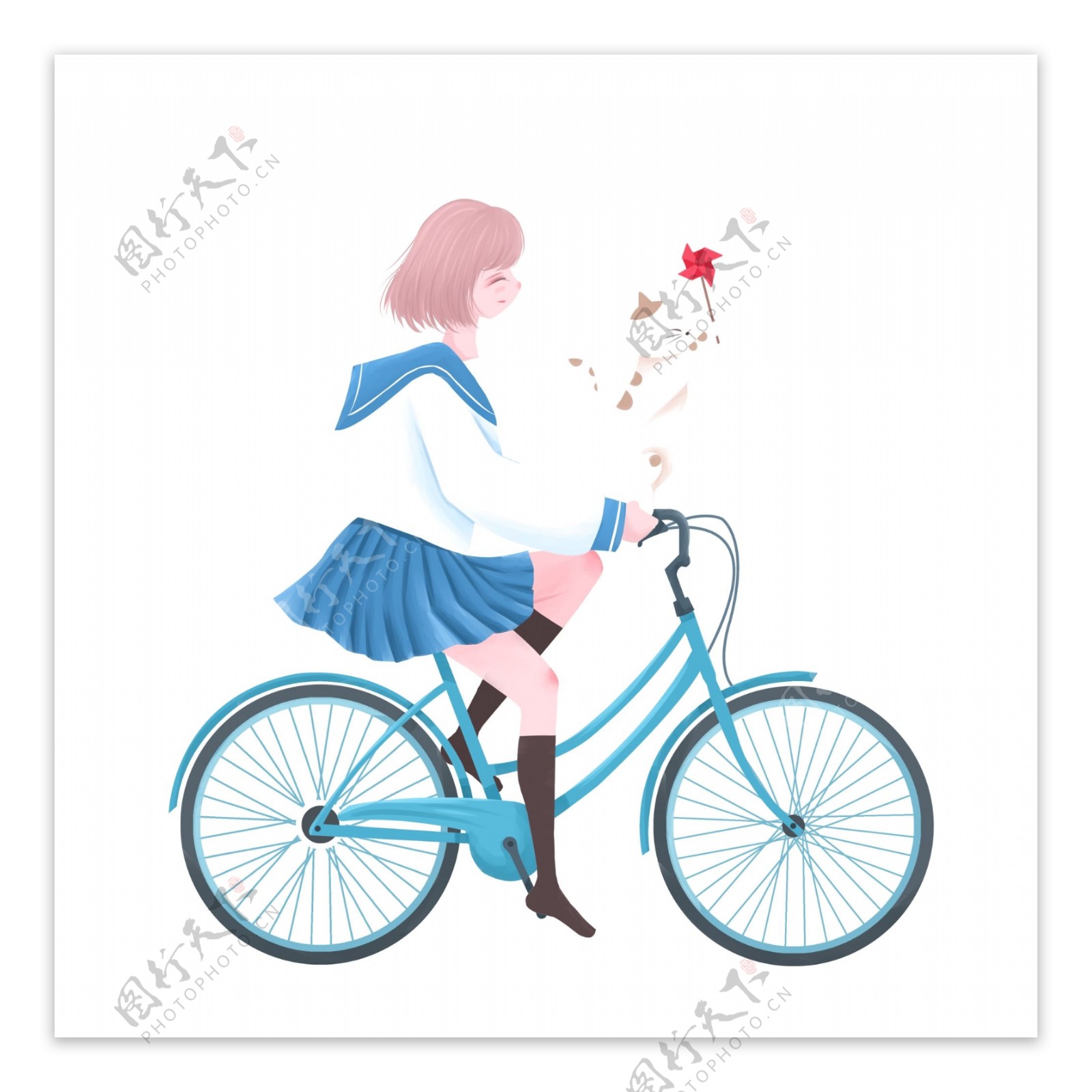 骑自行车的女孩图案