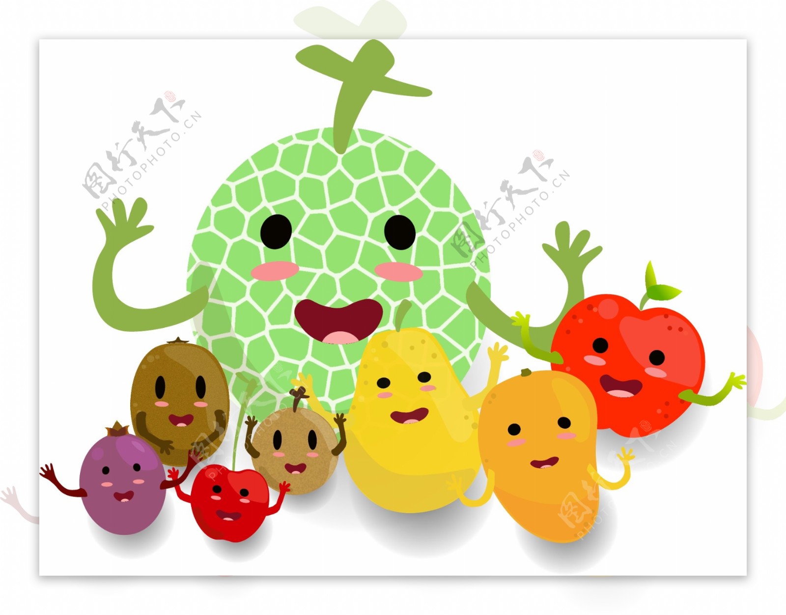 小清新可爱水果卡通形象各种水果矢量素材