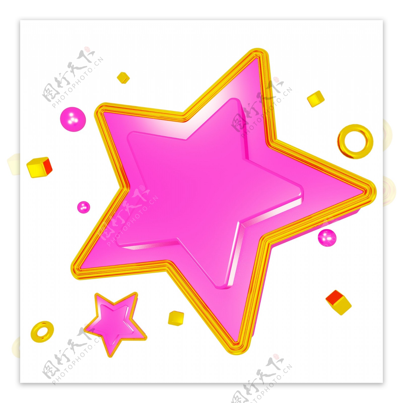 C4D金色粉紫色五角星装饰背景舞台