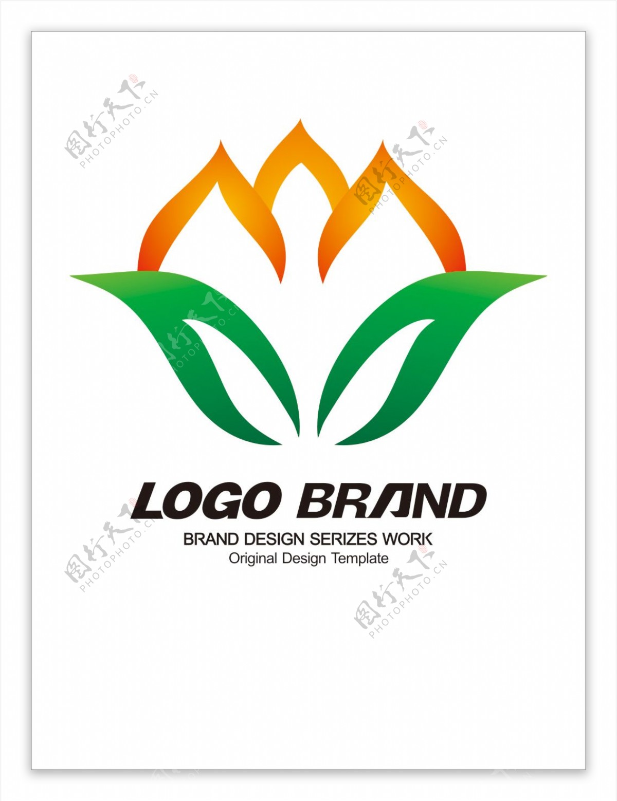 创意黄绿荷花公司标志logo设计