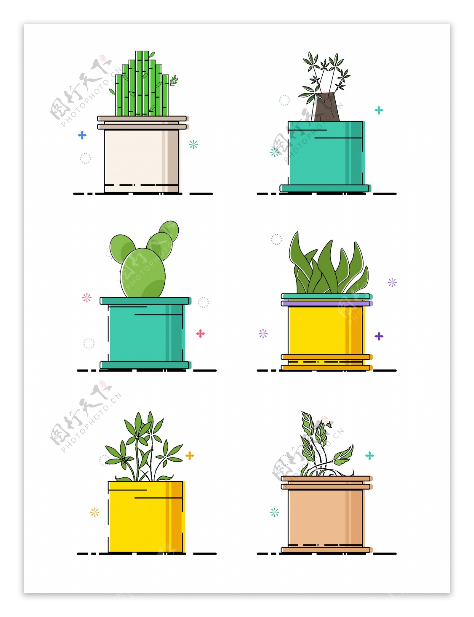 绿色花盆植物装饰元素