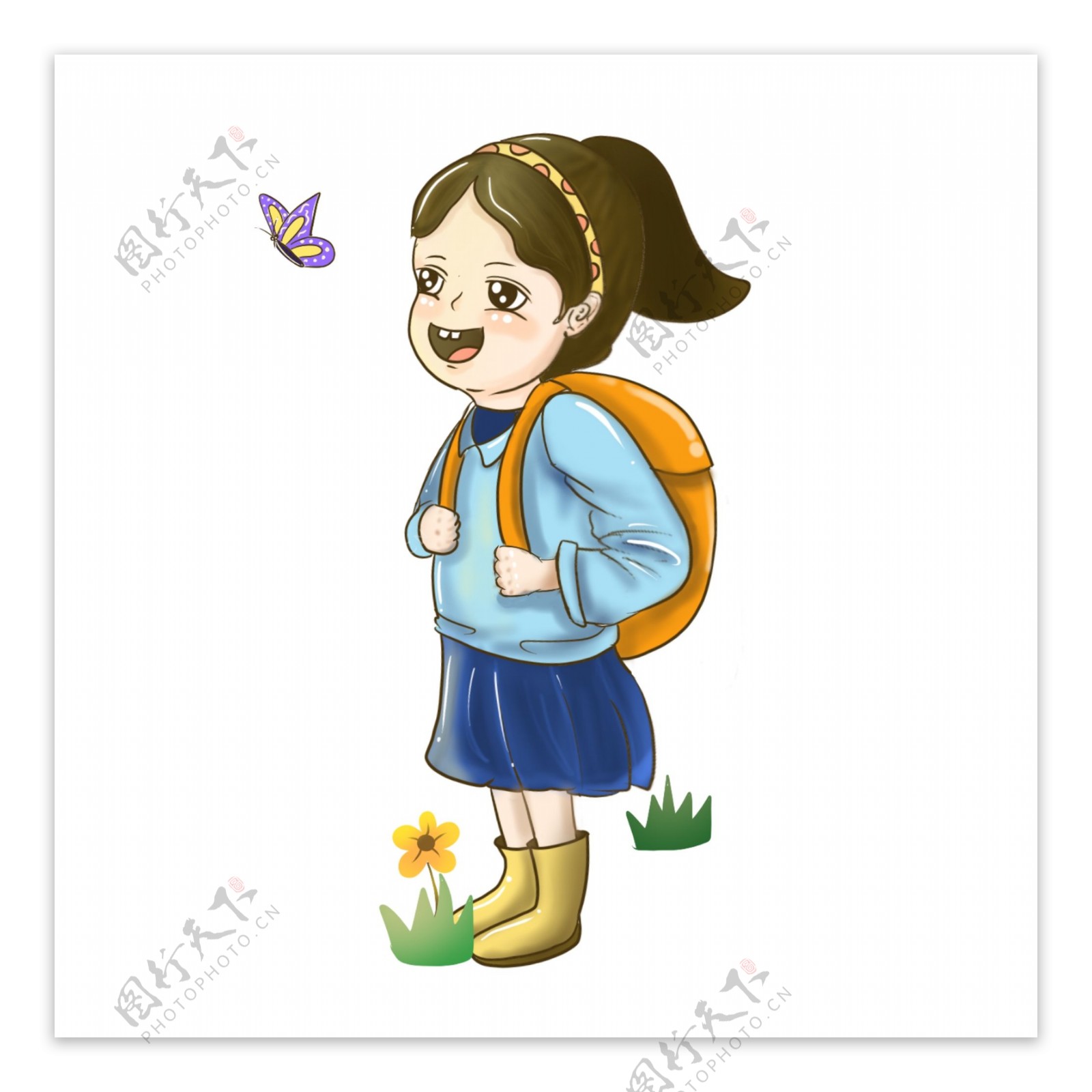 蝴蝶小女孩小学生卡通形象