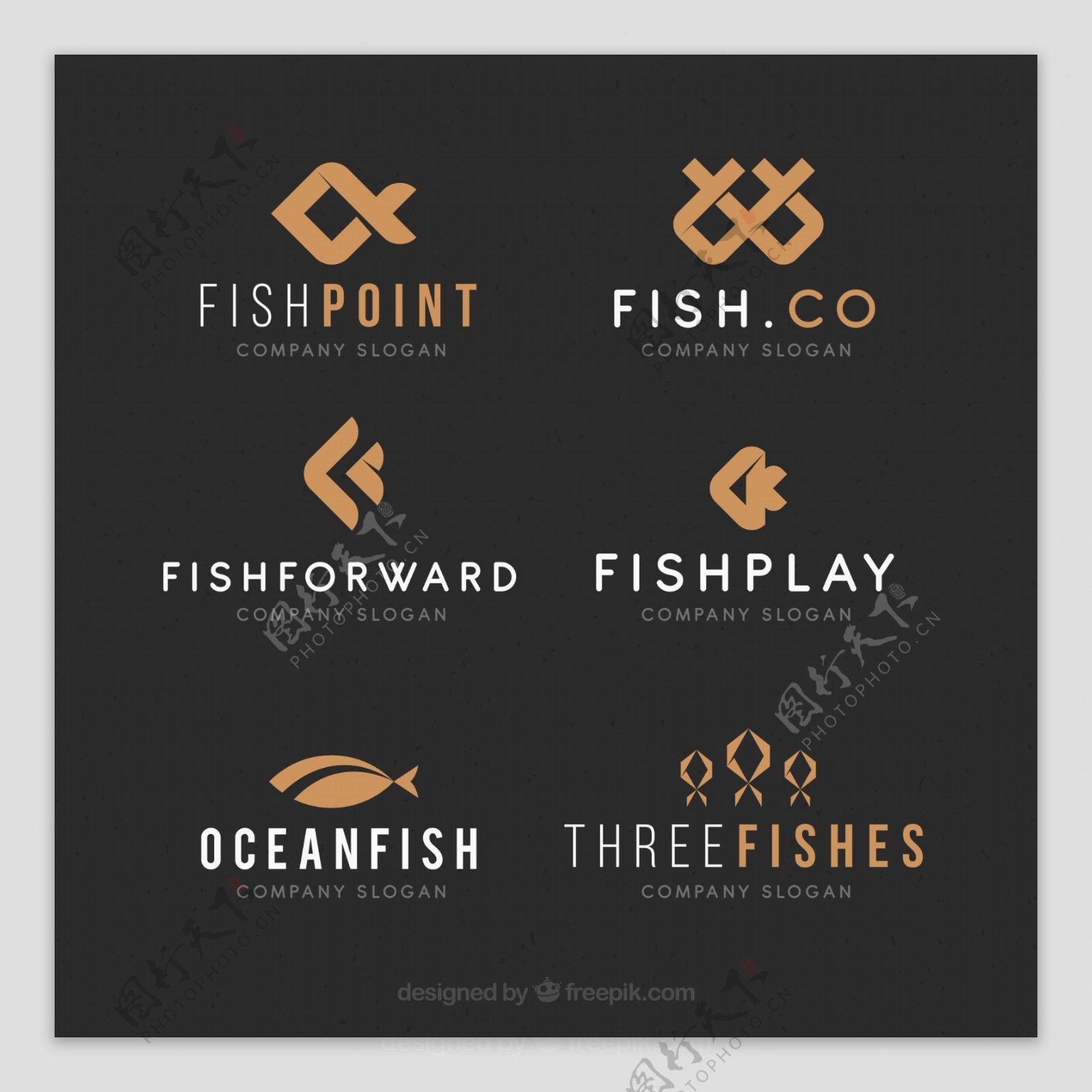 6款抽象鱼标志设计