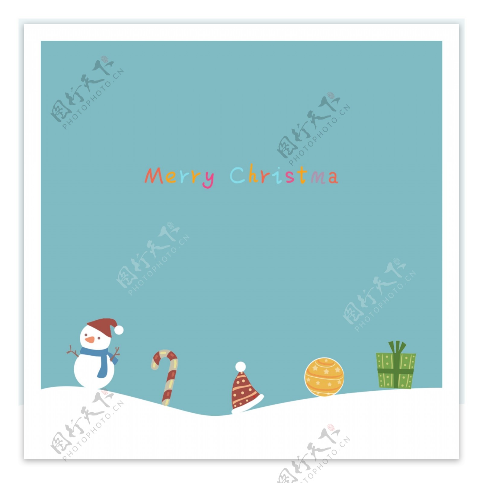 蓝色的简单雪人圣诞背景