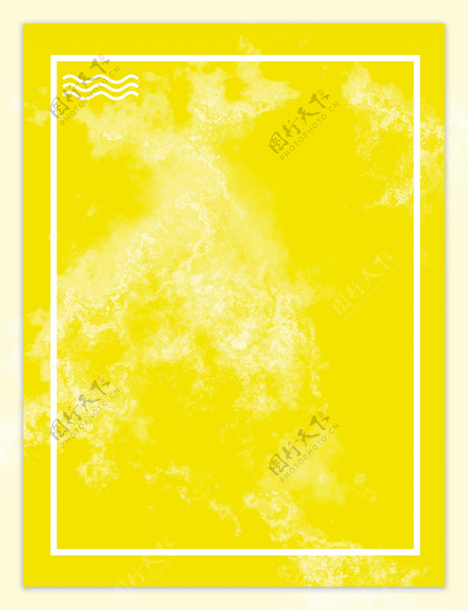黄色纯色颜料背景边框条纹简约