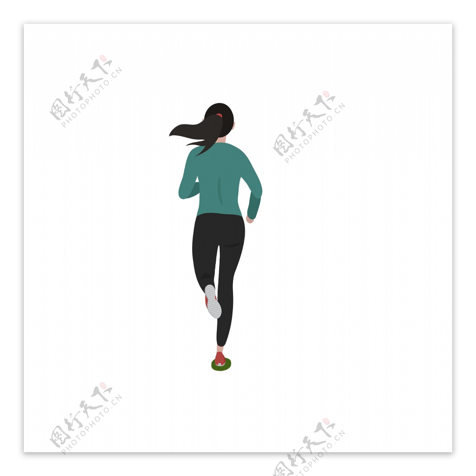 奔跑的女子背影设计元素