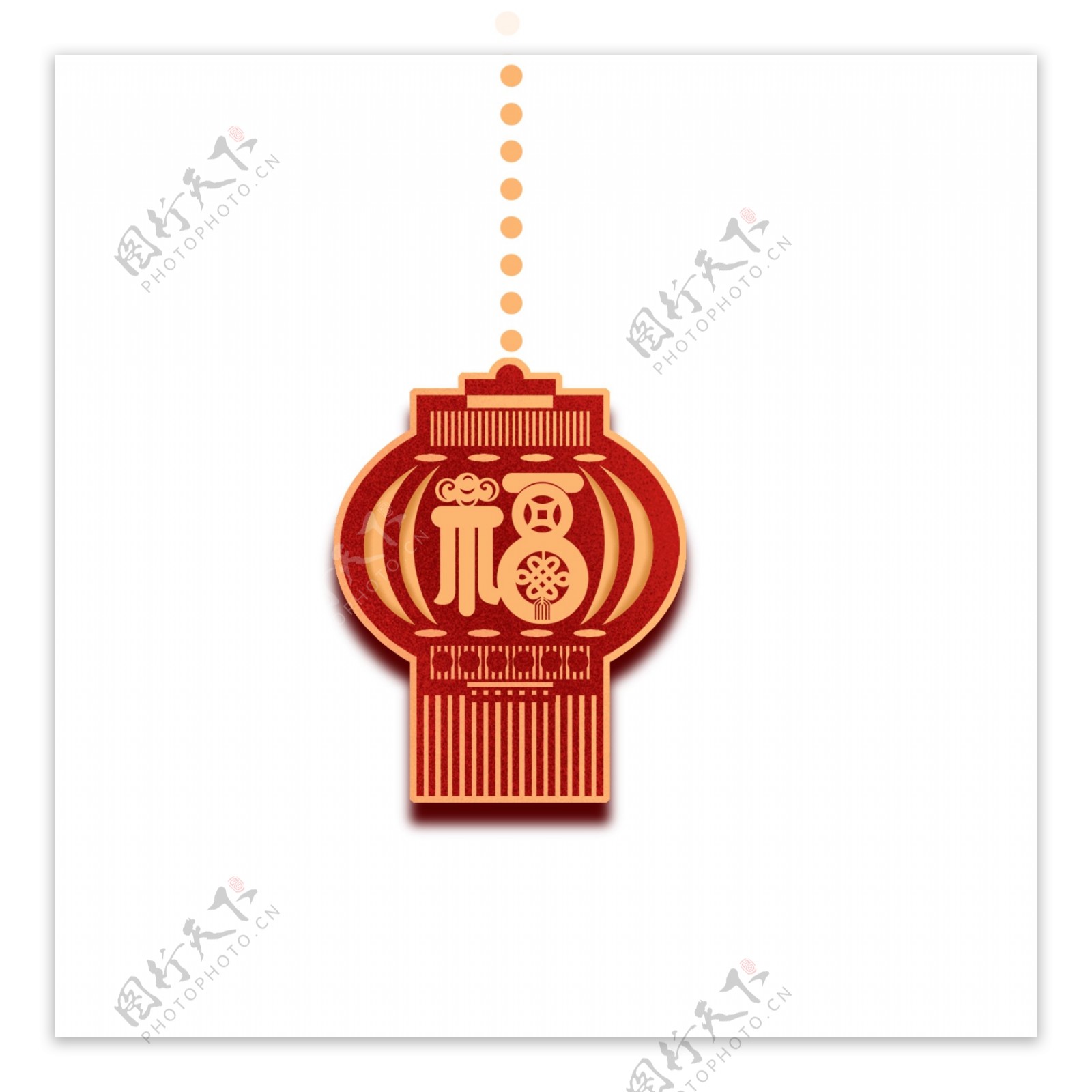 中国风红色福字灯笼元素设计