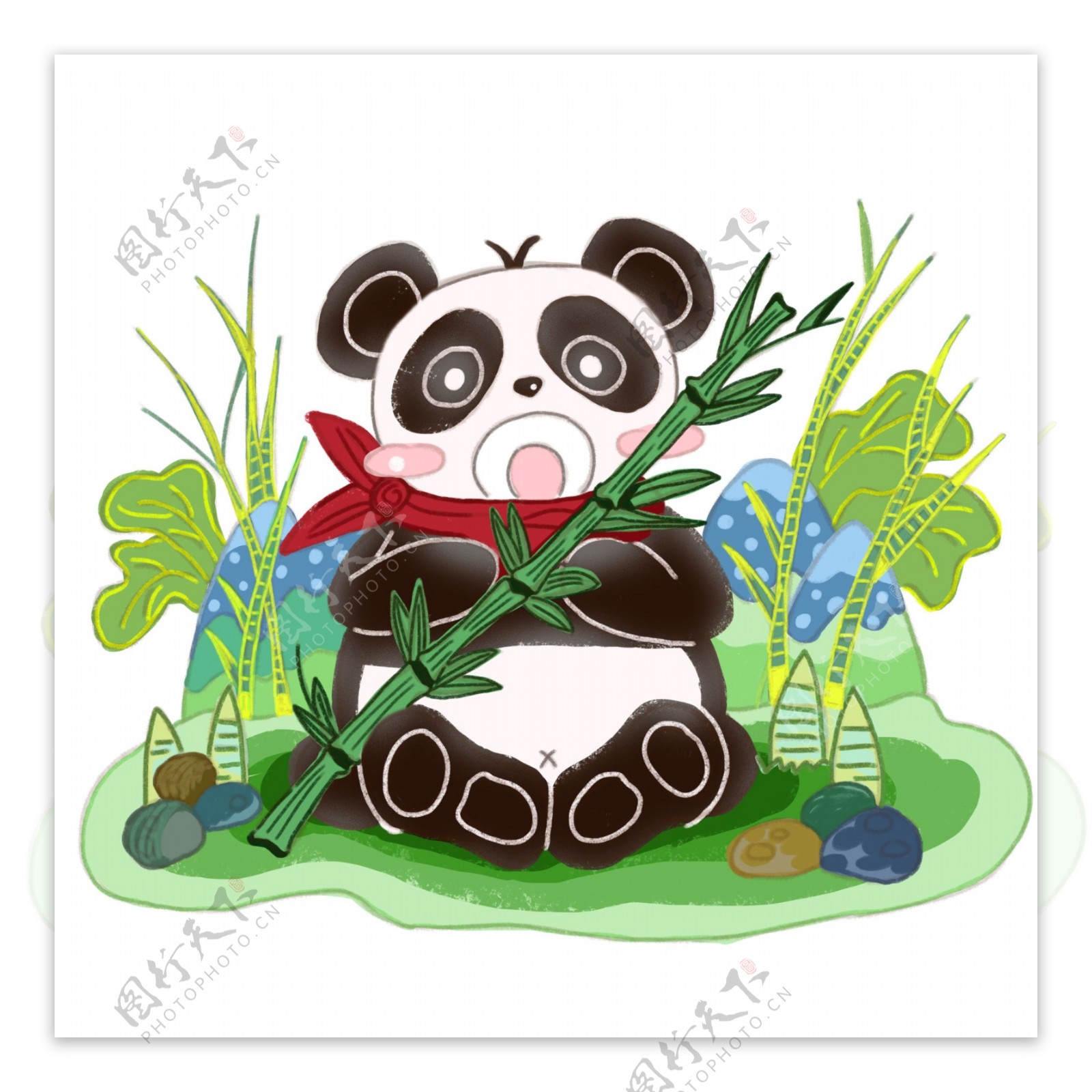 珍惜动物保护大熊猫原创手绘卡通设计元素