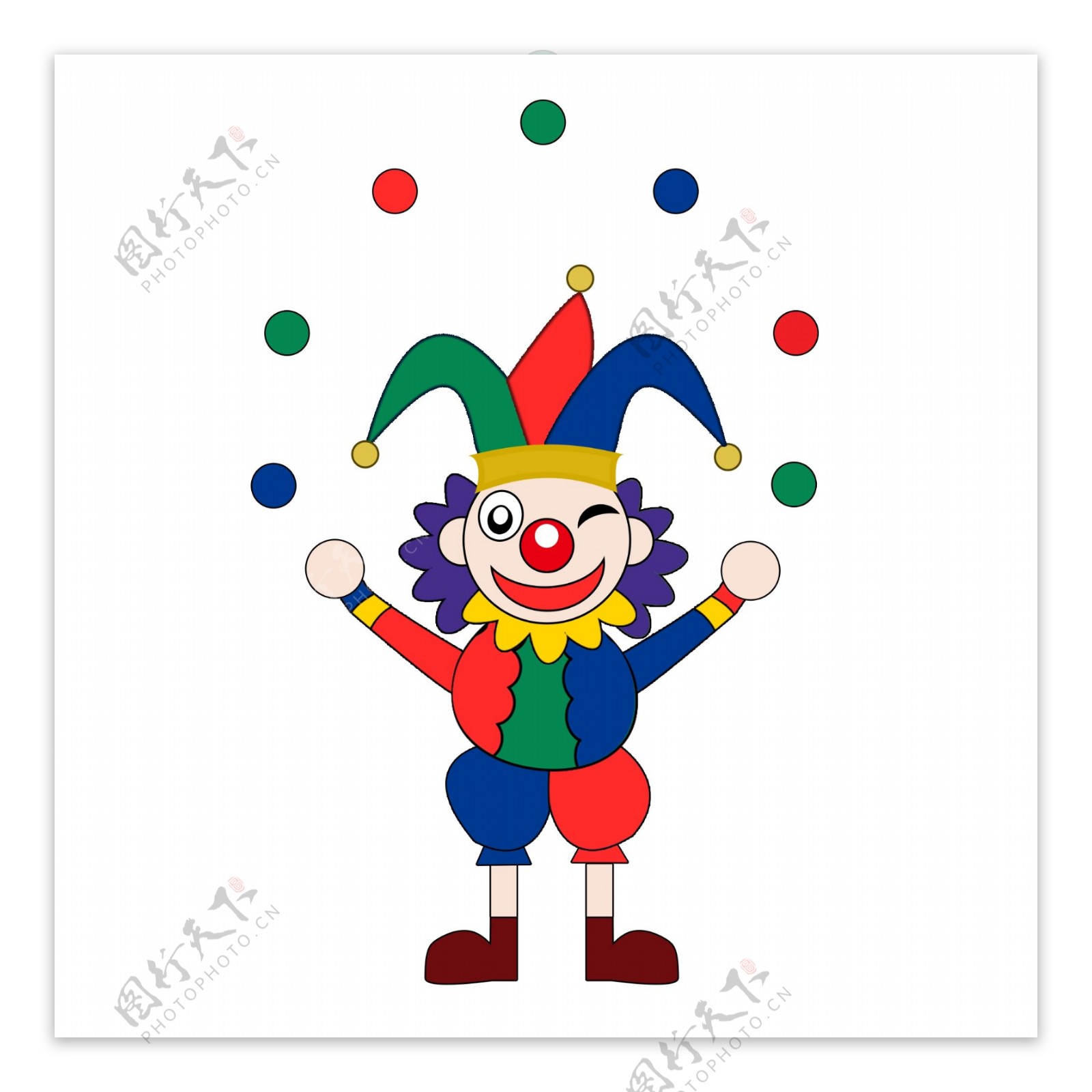 小丑人物形象卡通愚人节蓝绿红元素