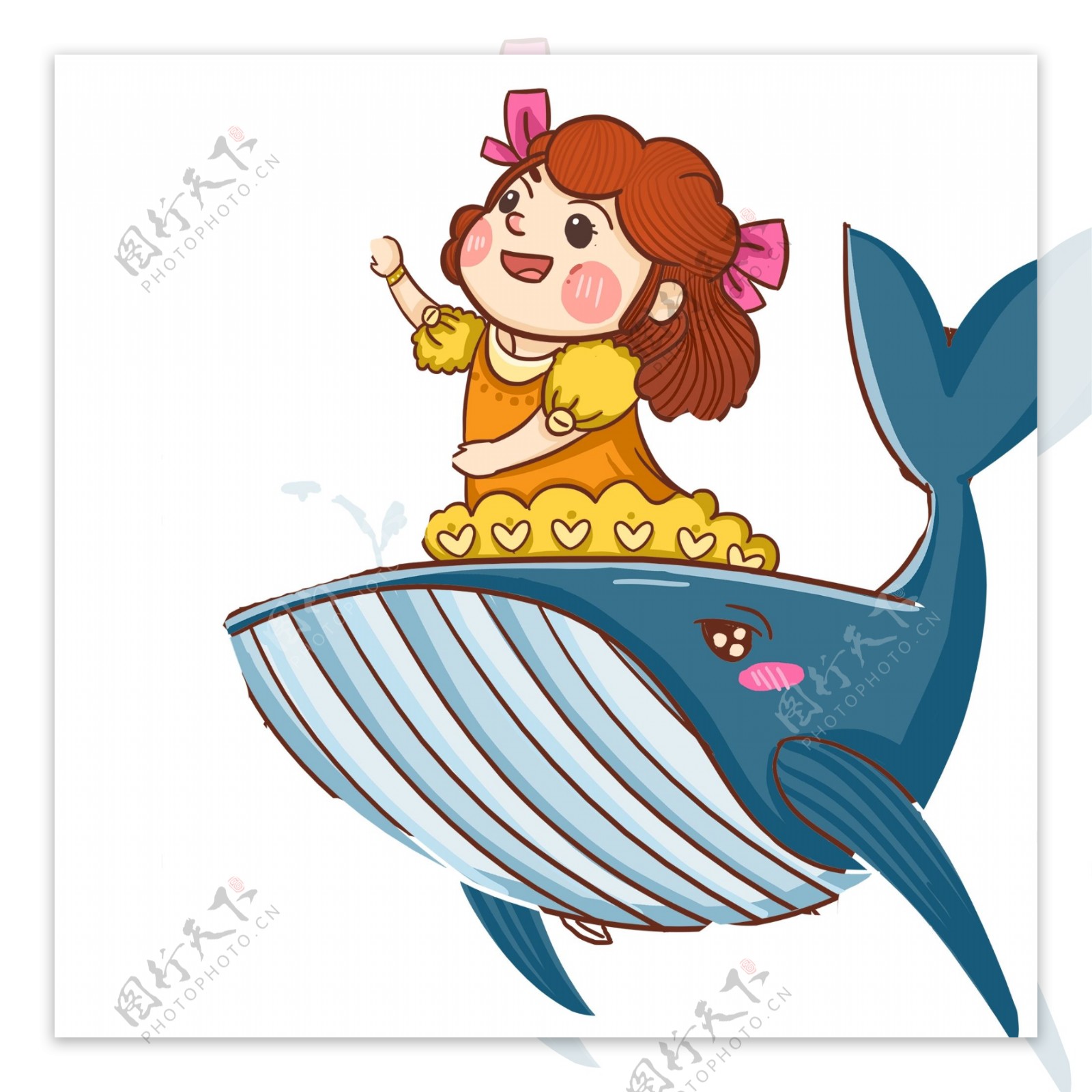 彩绘骑着鲸鱼的女孩