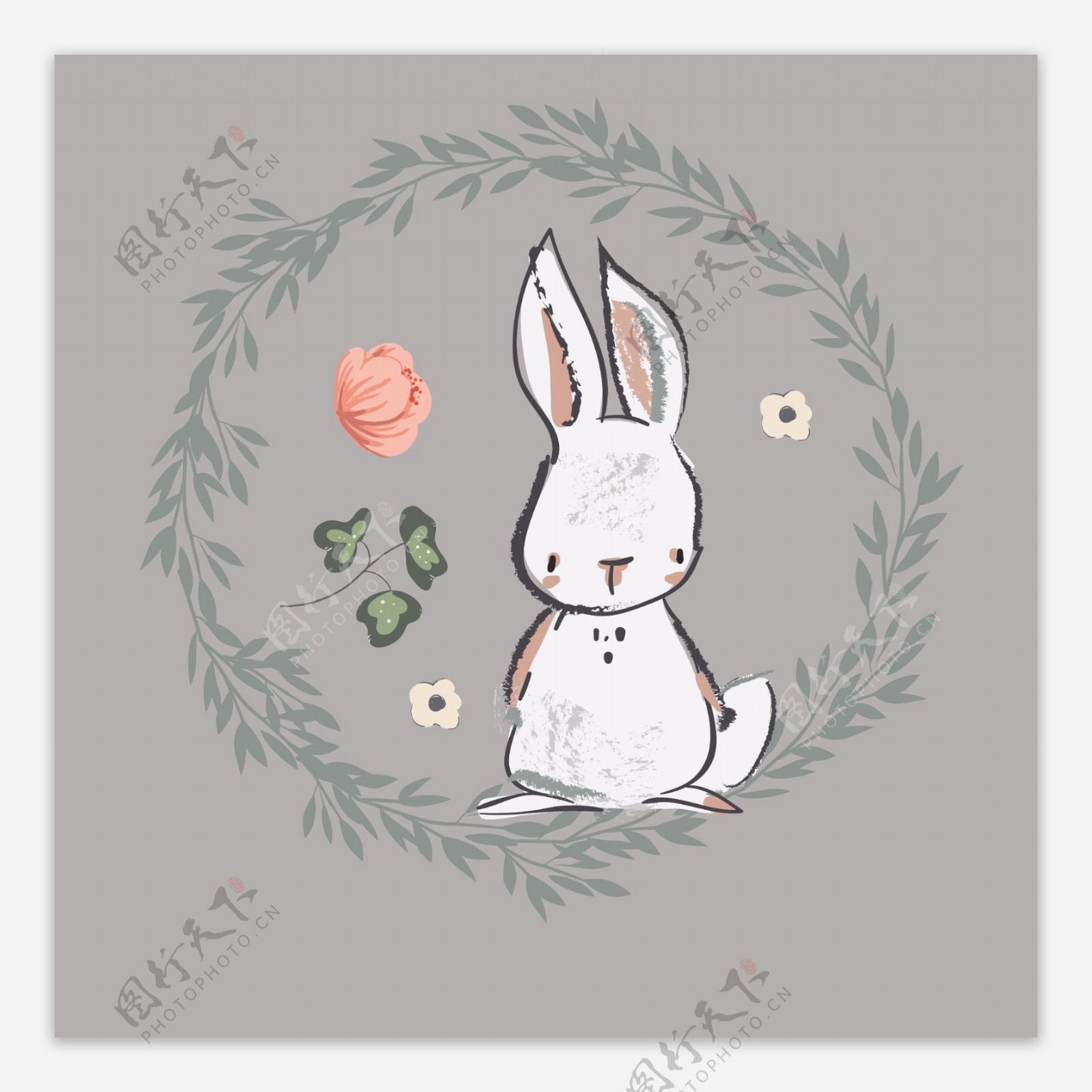 小兔子玫瑰花花边