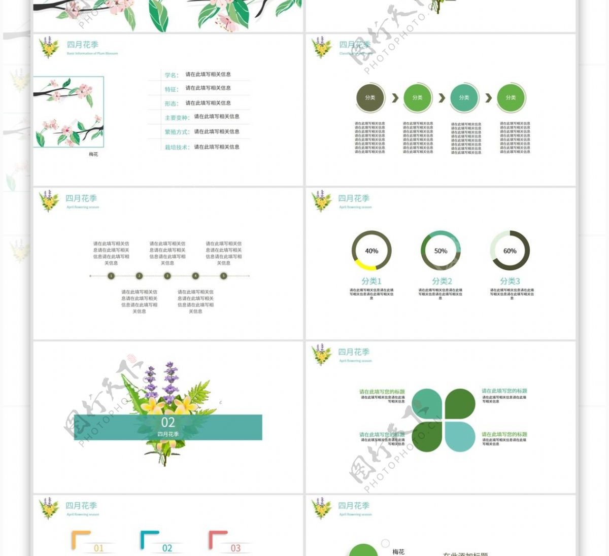 花草文艺四月花季模板PPT