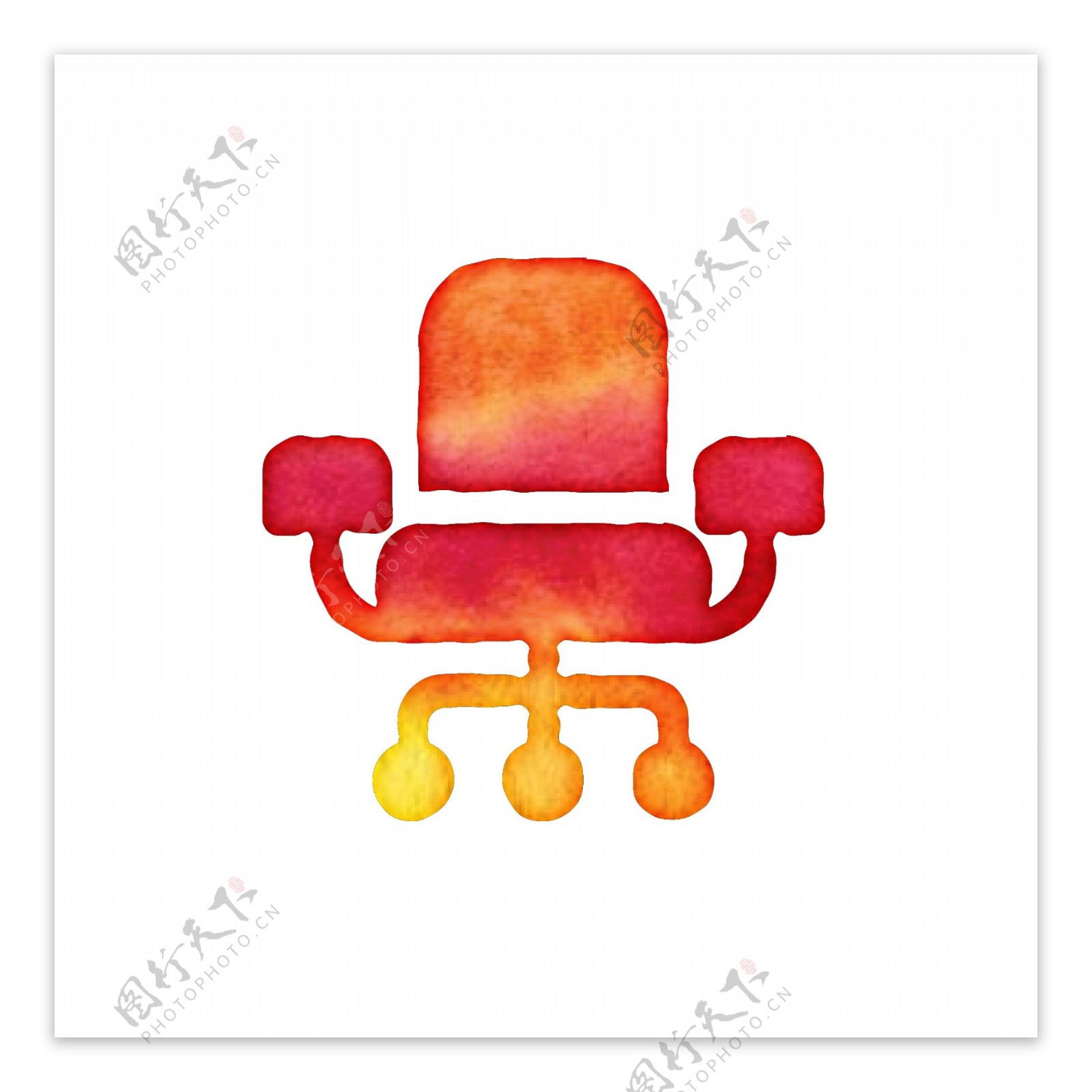 红色办公室座椅免抠图