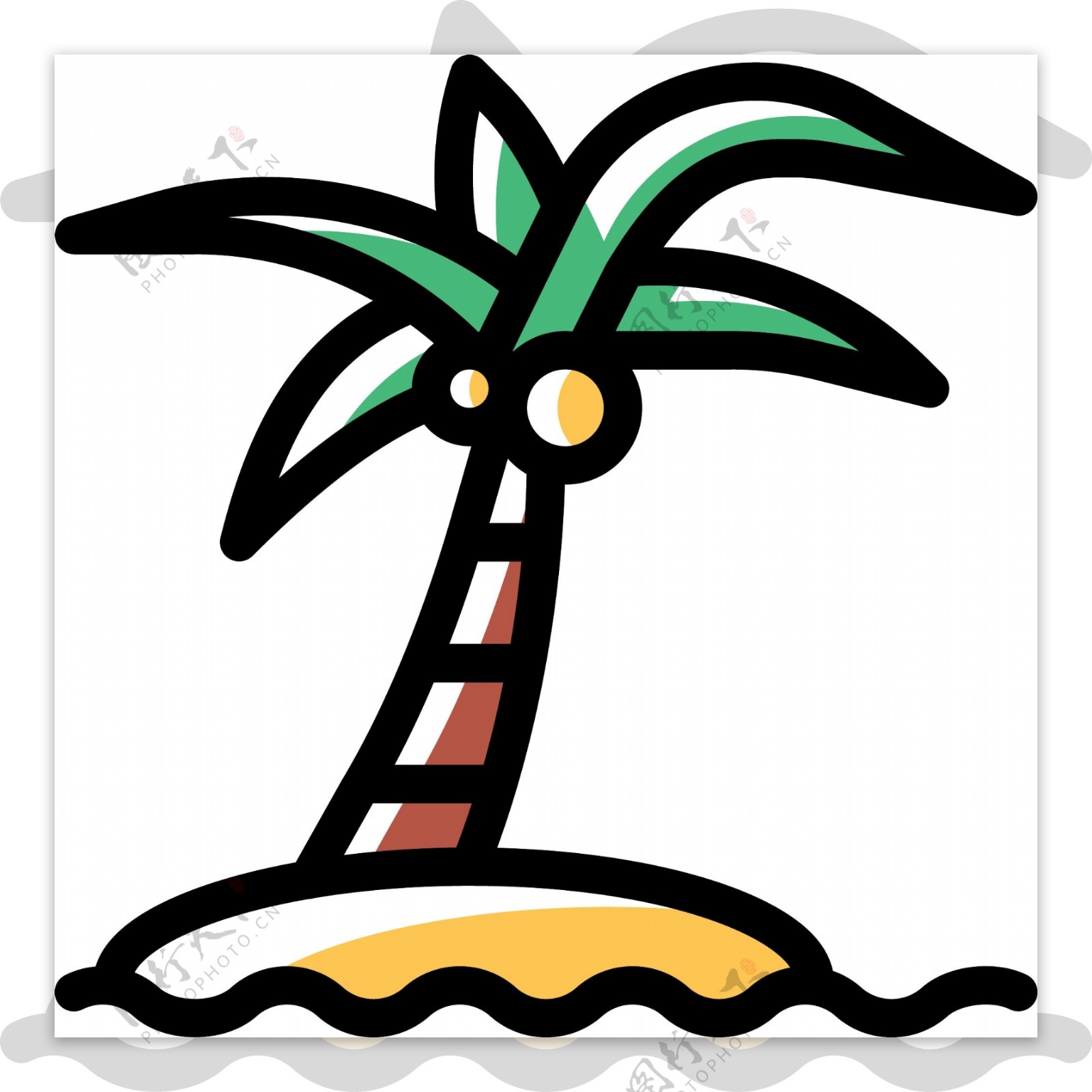 夏天海边mbe风格椰子树装饰图标