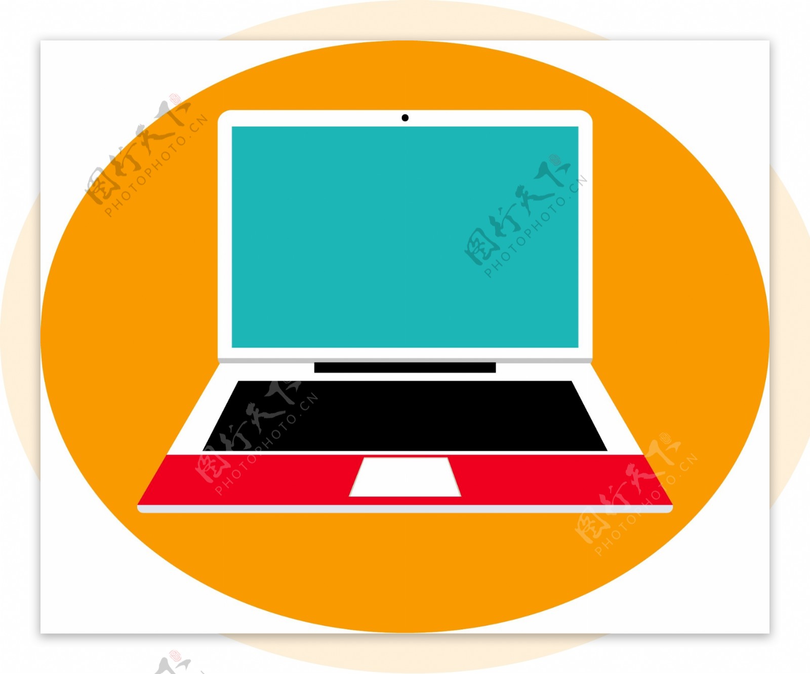 红色笔记本电脑撞色拼接时尚的矢量插画下载