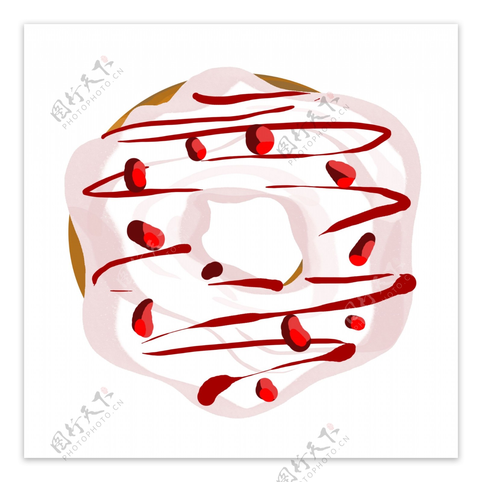 手绘红色装饰甜甜圈