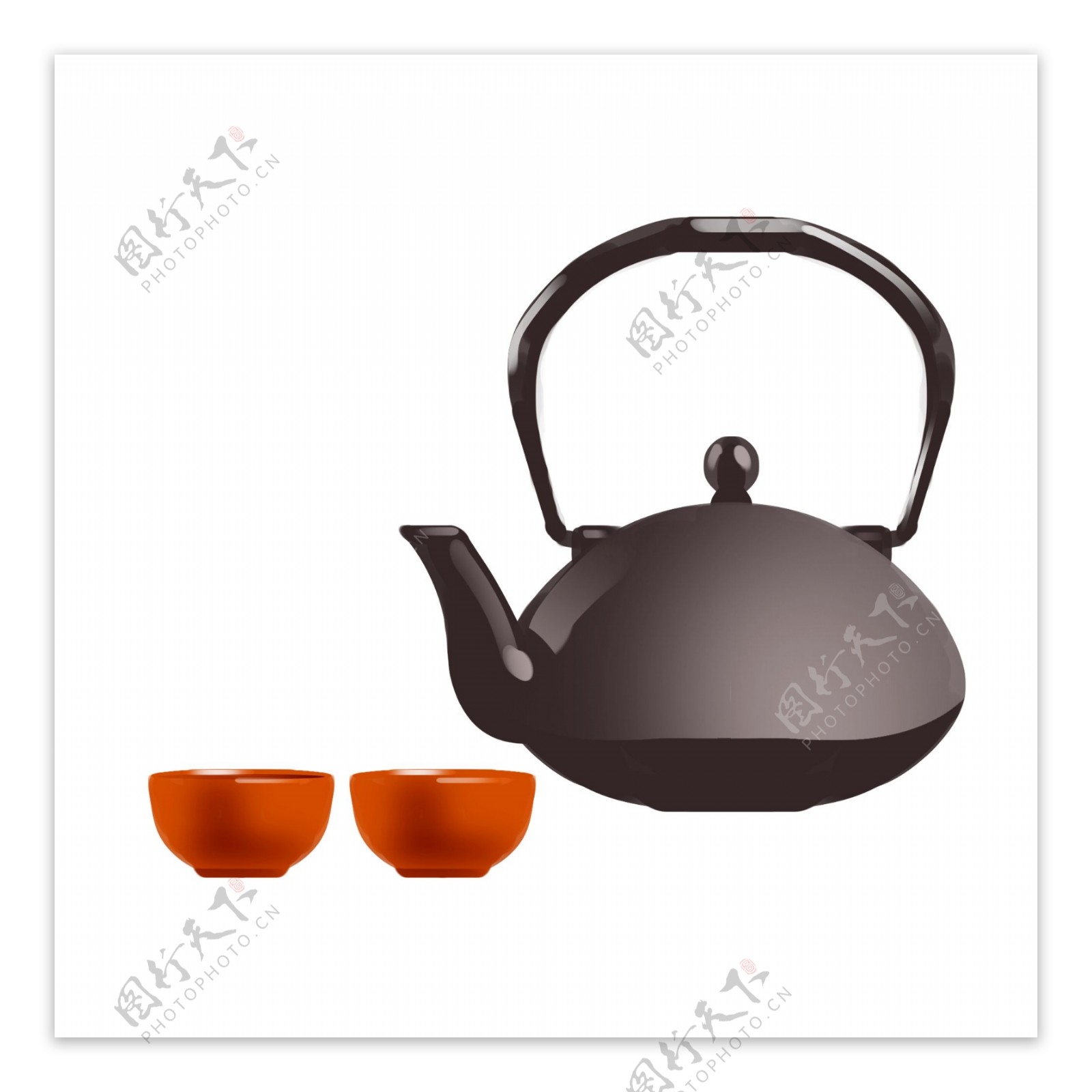 黑色的茶壶中国风