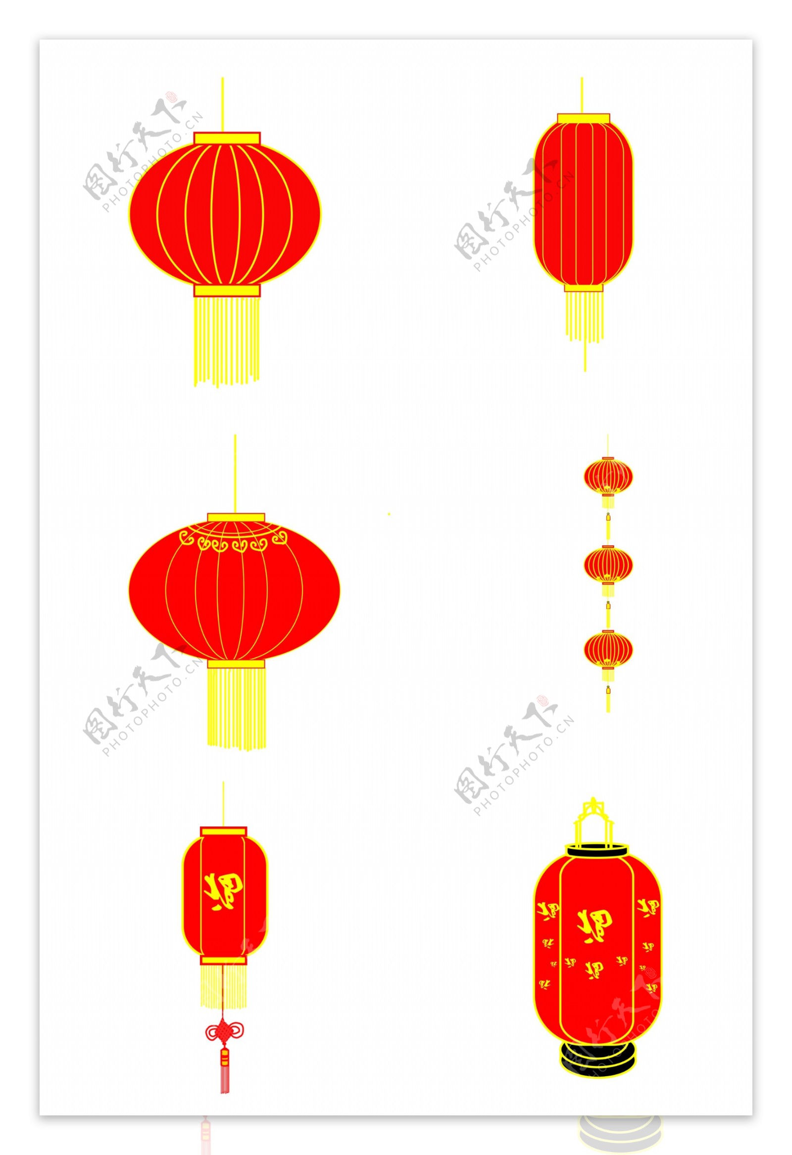 手绘中国风组图红灯笼图合集
