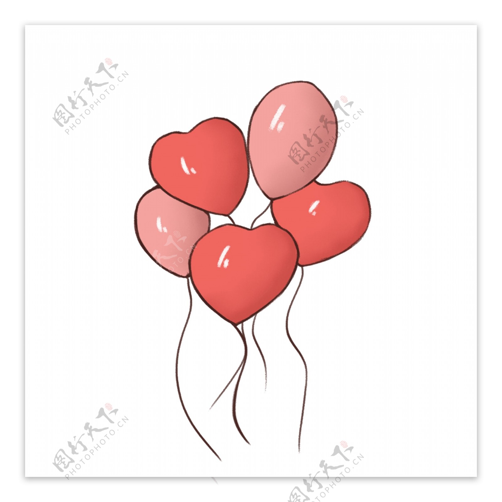 手绘情人节心形气球