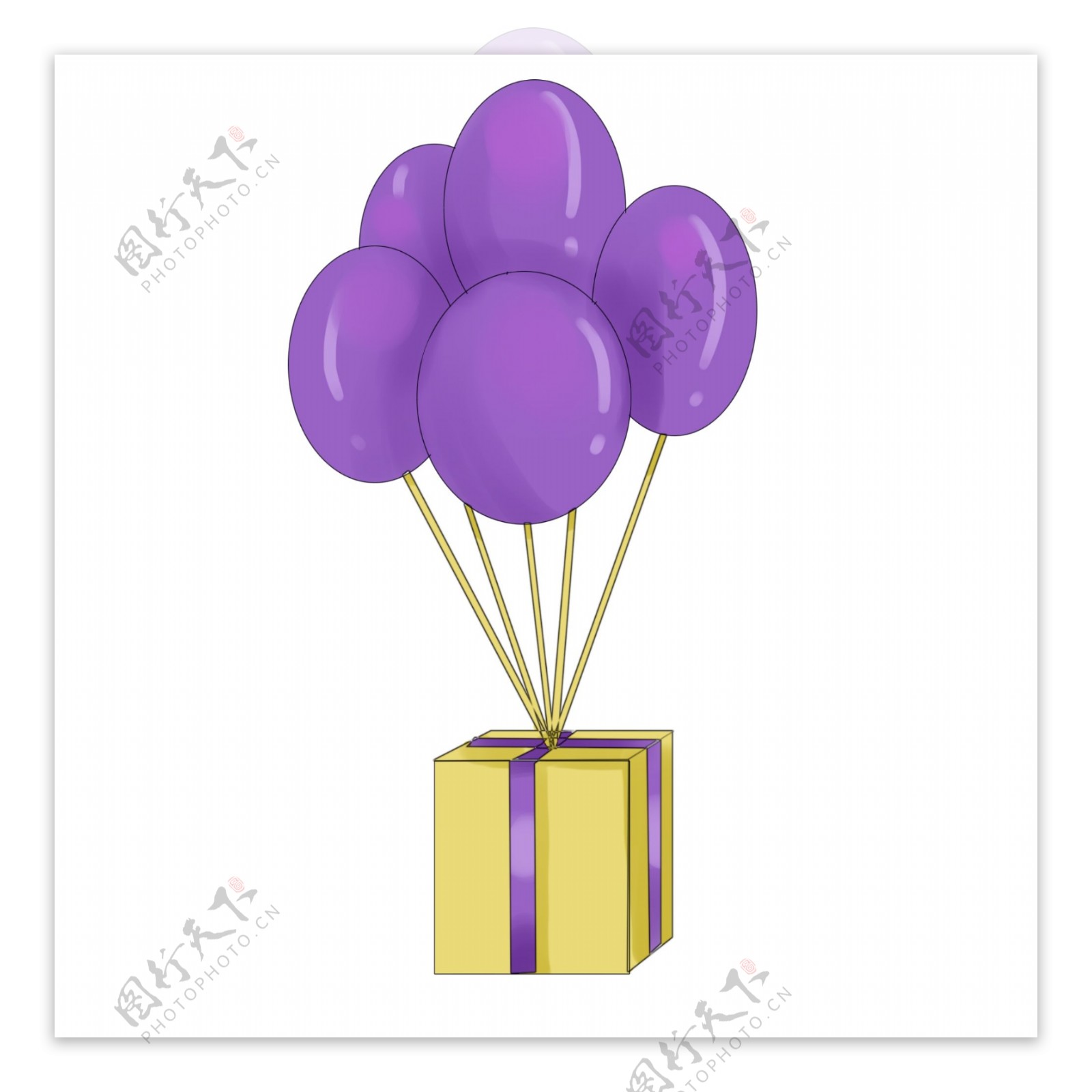 紫色的气球礼物插画
