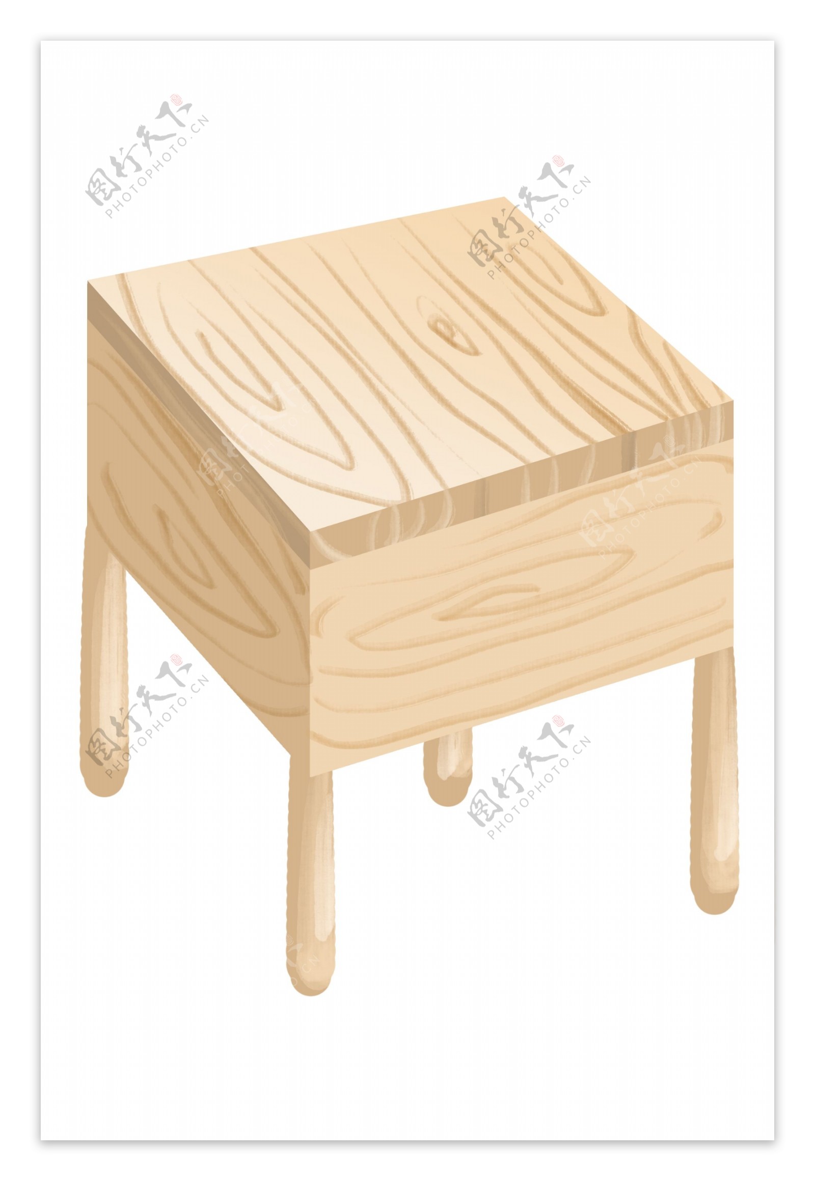 白色的木质桌子插画