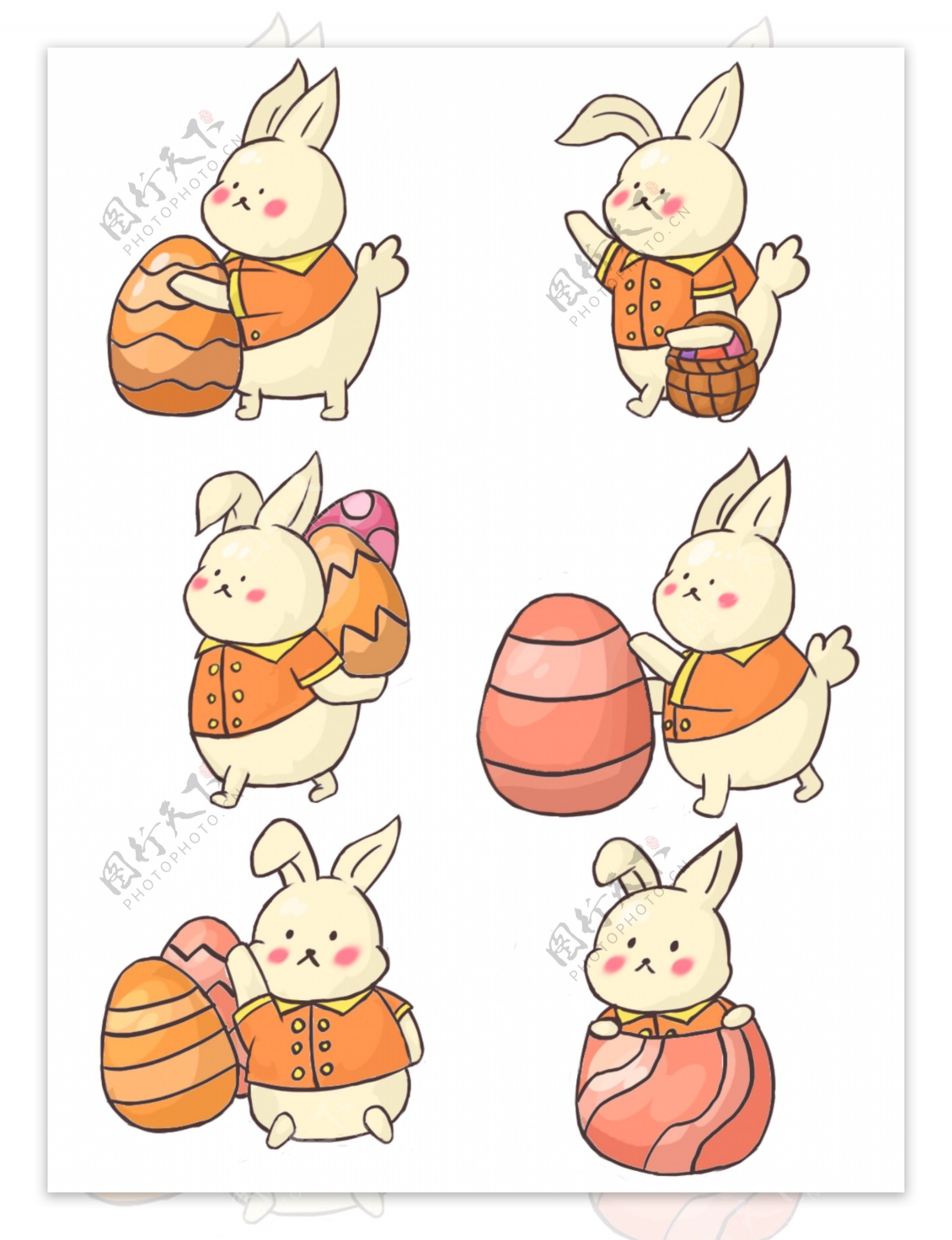 复活节可爱卡通复活节兔子元素