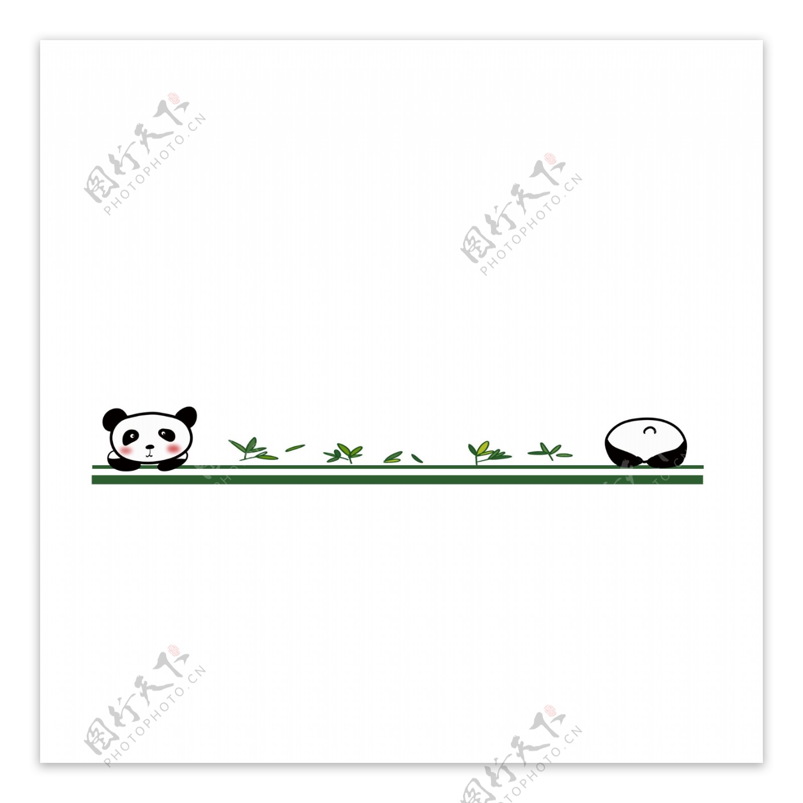 手绘熊猫竹子分割线