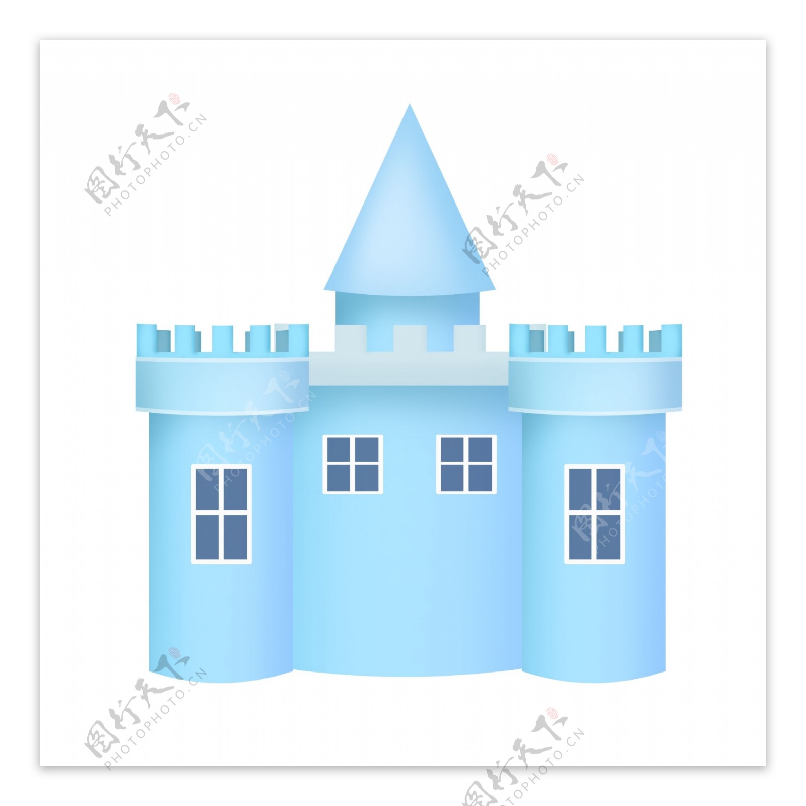 蓝色城堡卡通插画