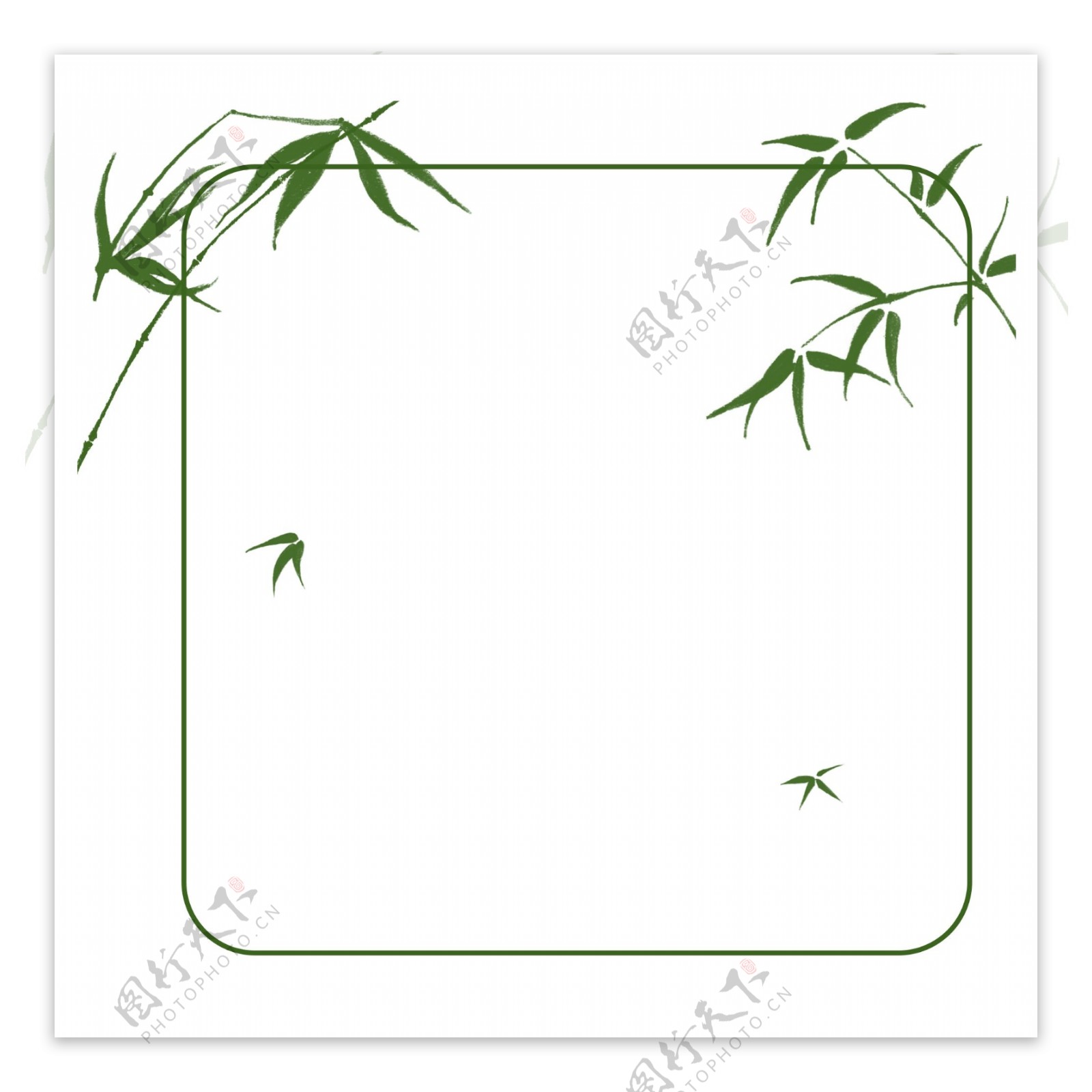绿色古风通用竹叶边框装饰