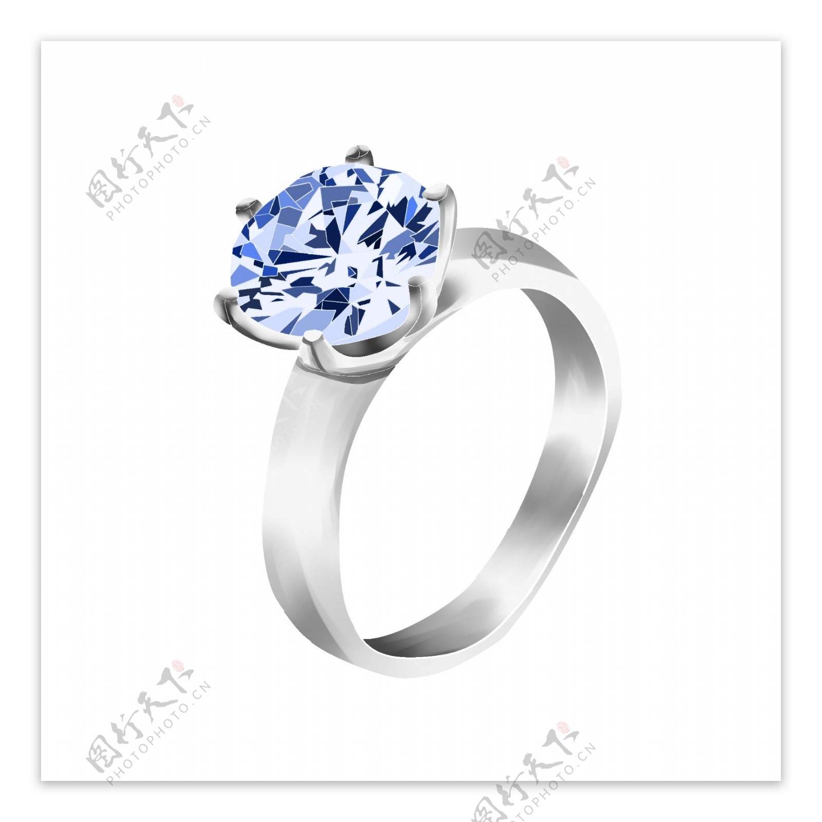 钻石戒指蓝色装饰写实情人节情侣恋人结婚钻戒