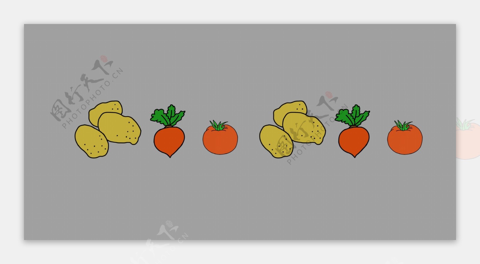 卡通蔬菜分割线插画