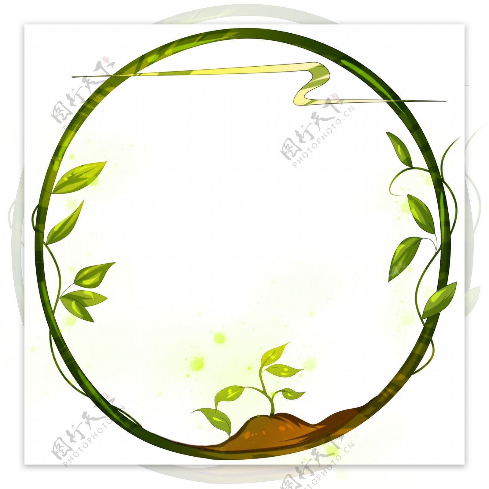 植树节圆形边框插画
