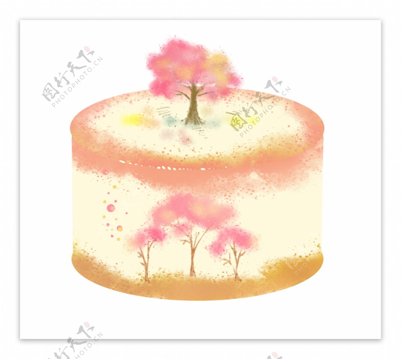 树木蛋糕美食插画