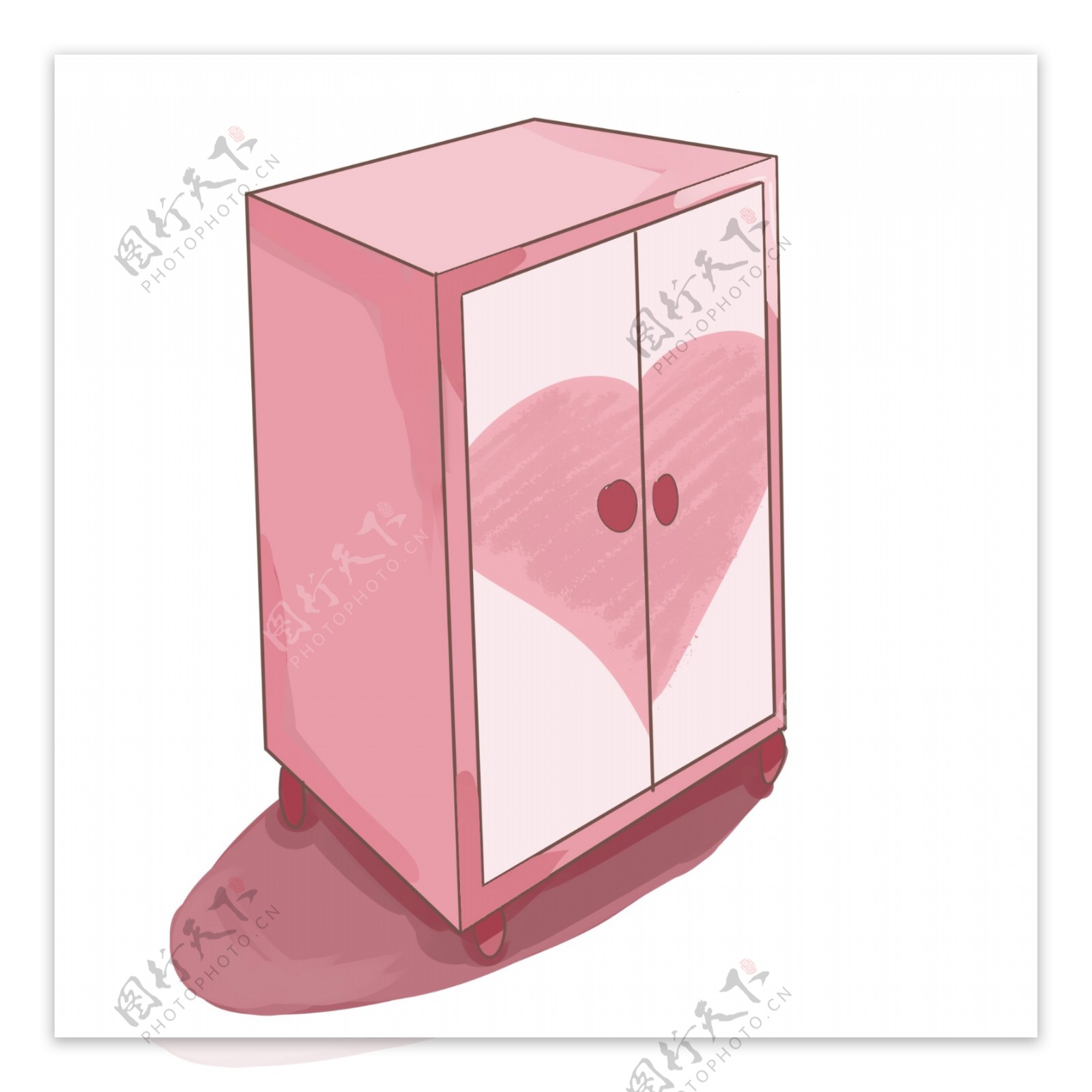 少女粉色衣柜插画