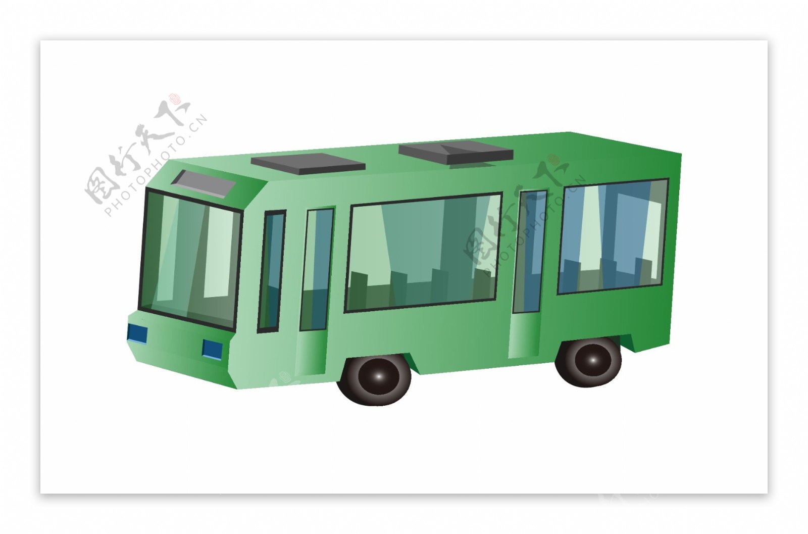 绿色公共汽车插图