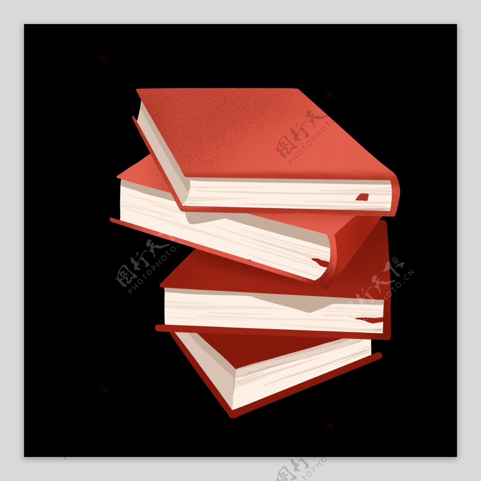 红色的书本装饰插画