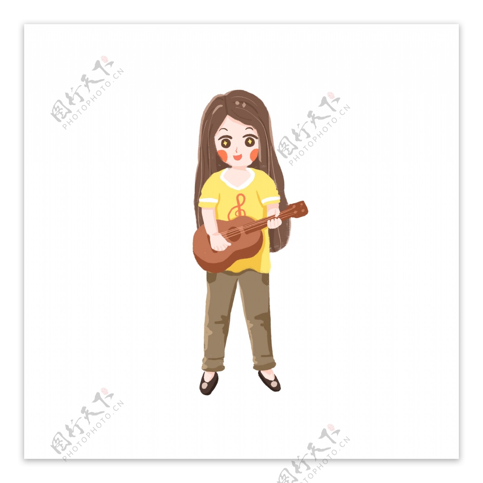 弹吉他的休闲女孩设计元素