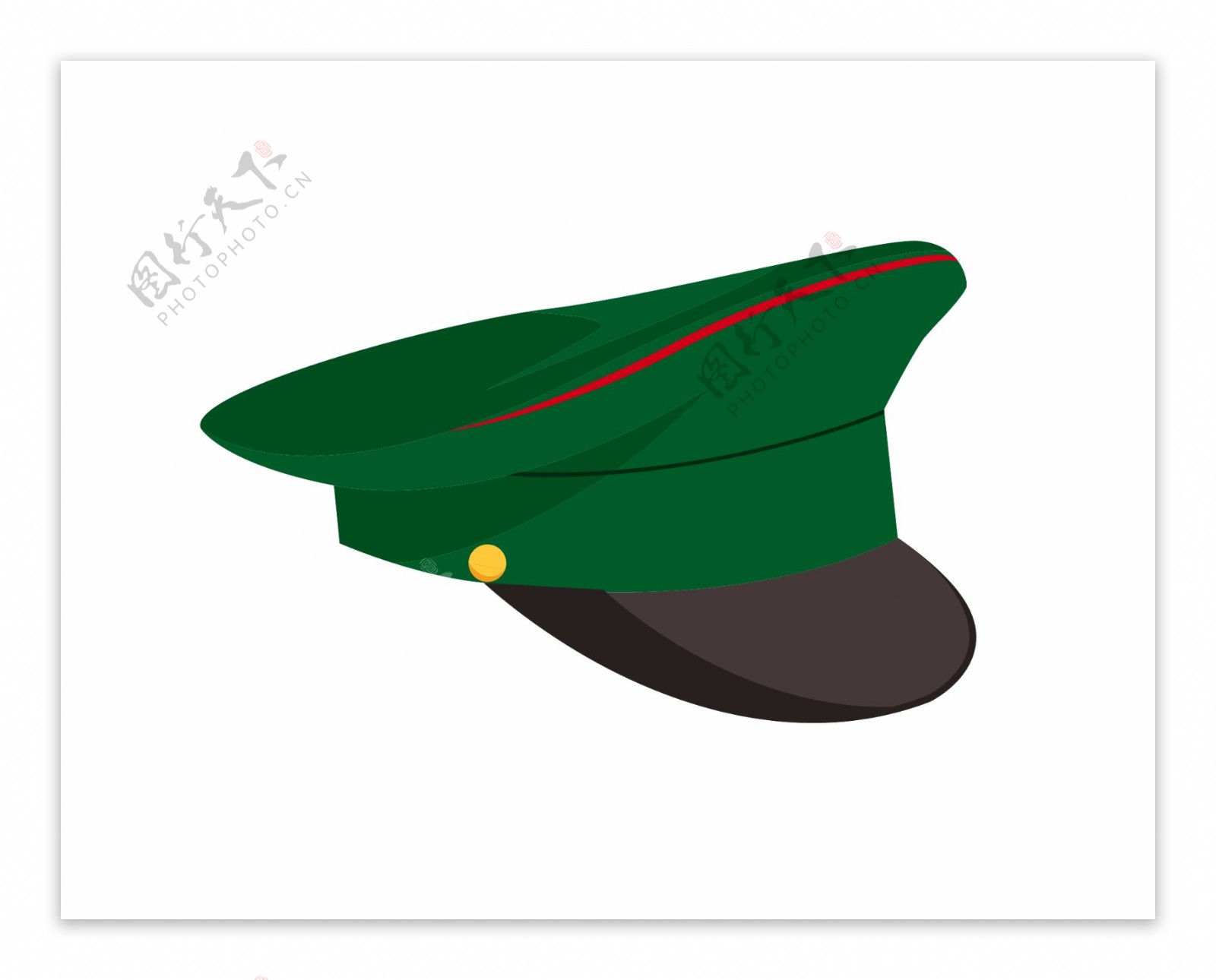 绿色军事帽子插图