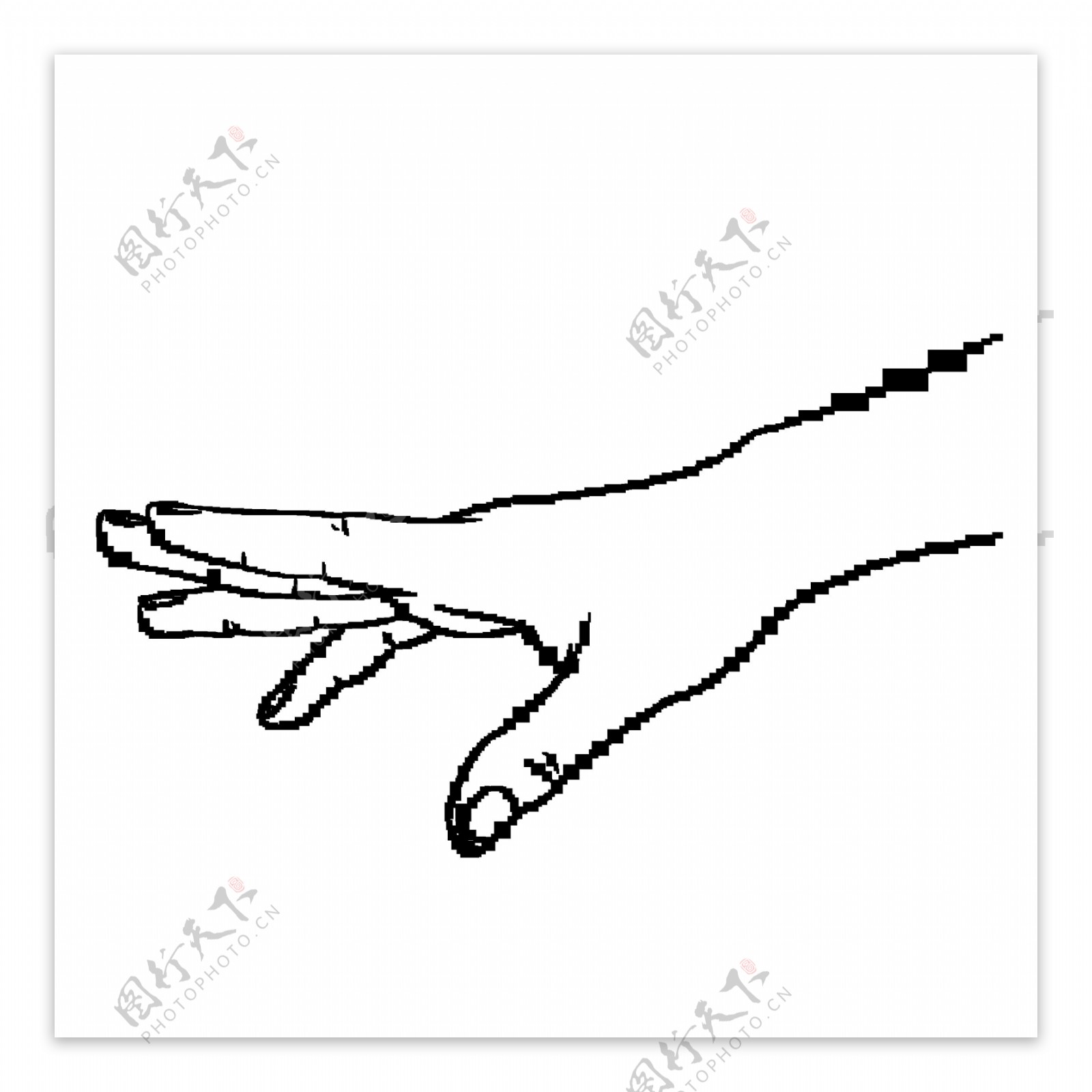 手部特写纯手绘速写线条手势局部动作