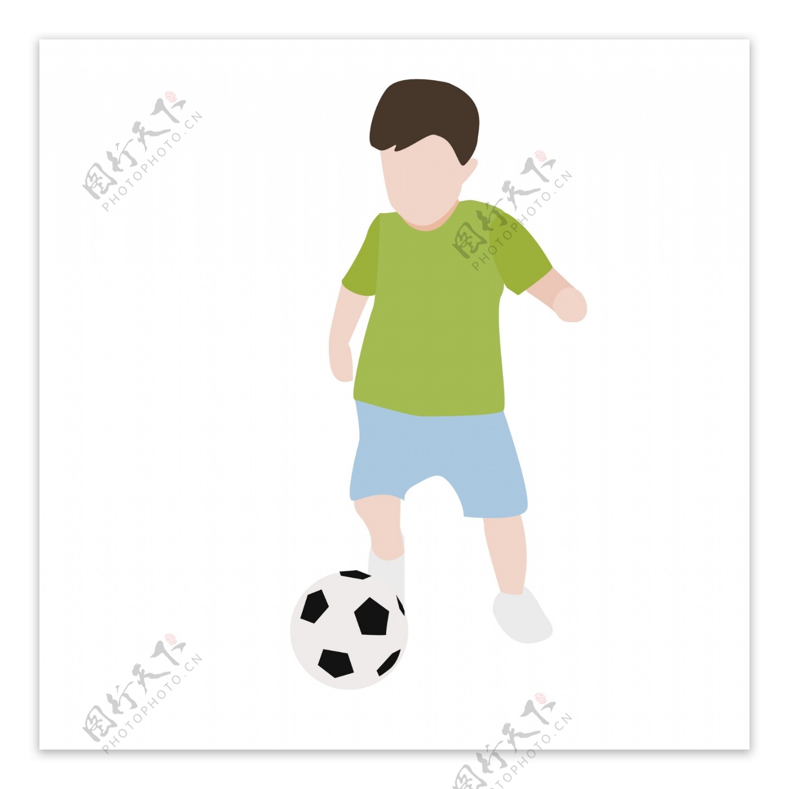 小男孩踢足球矢量素材